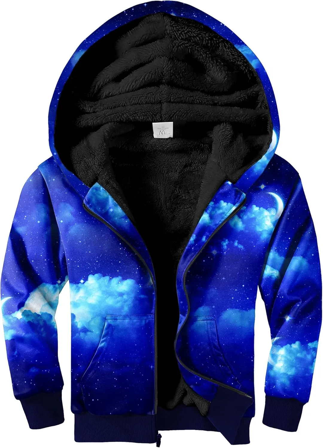 SWISSWELL Boys Hoodie Graphic Fleece Jacket Long Sleeve Youth Sweatshirt Full Zip Coat with Hood Spring Fall Winter Outwear