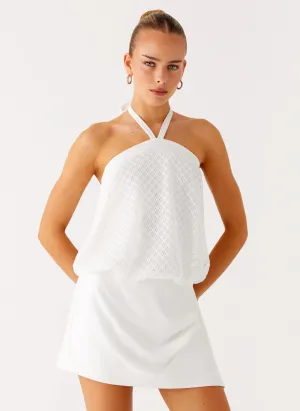 Switch Up Halter Mini Dress - Ivory Sleeveless