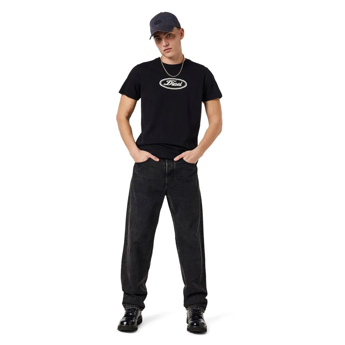 T-DIEGOR-C14 Cotton T-Shirt - Black