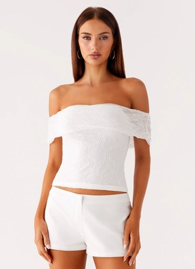 Chic Sweater VentilatedBackPanel Tabby Off Shoulder Top - White