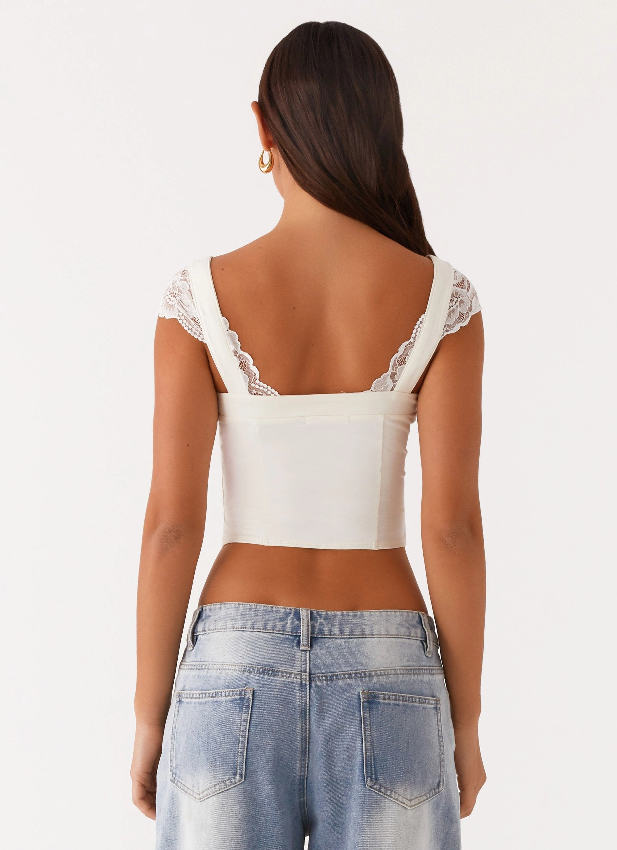 Moisture Management FoldableFeature Tabitha Lace Top - Lemon