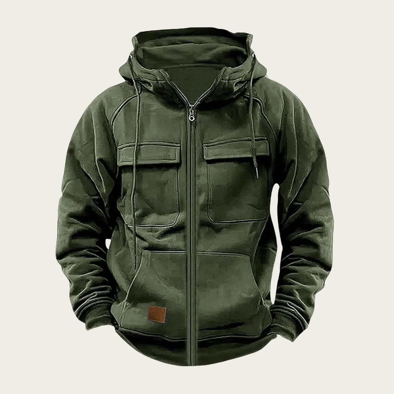 Tactical Sweatshirts Men Hoodies Full Zip Long Sleeve Workout Cargo Pullover Sport Outdoor Winter Jacket with Pocket