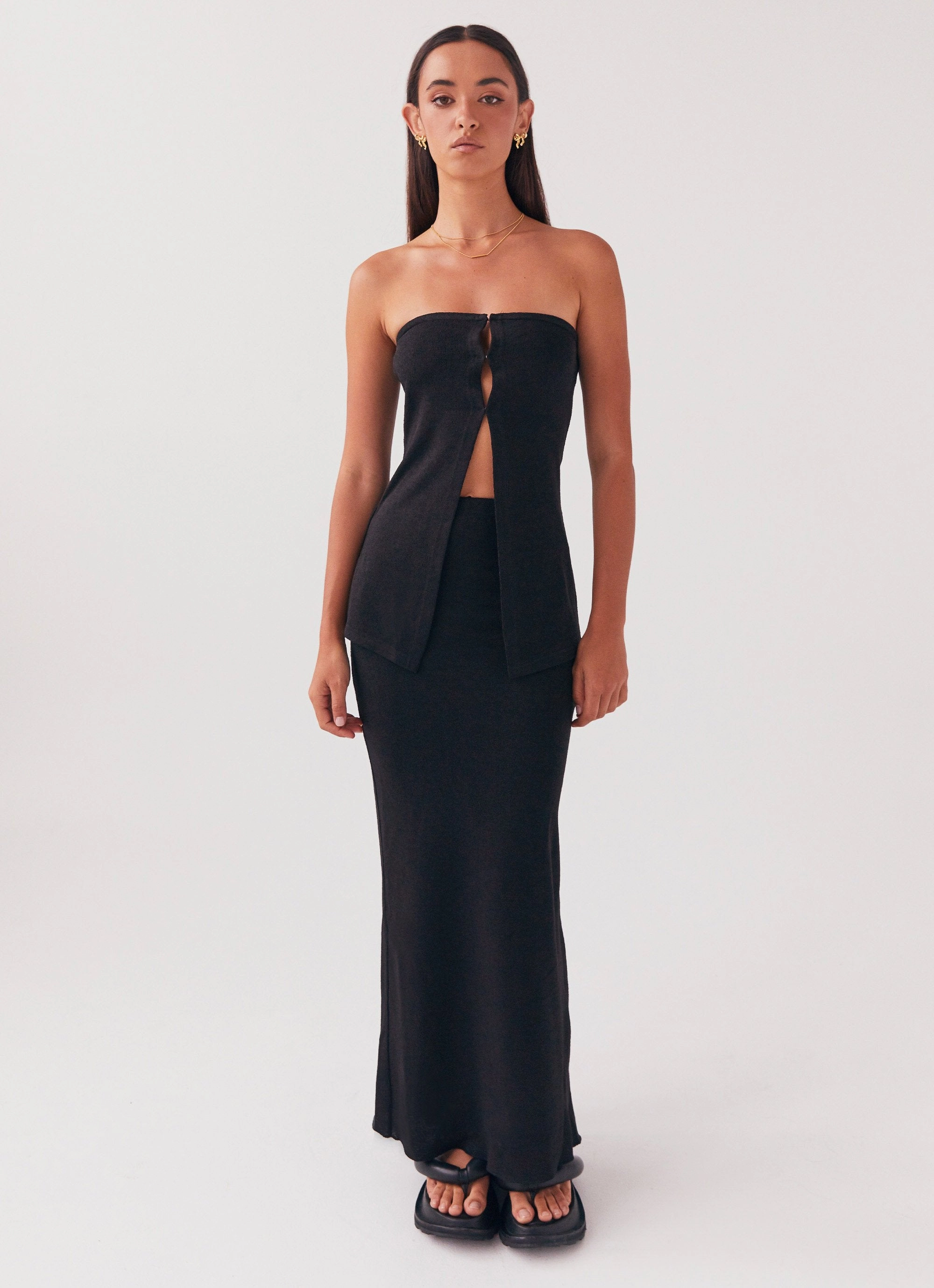 Delicate Lady Knit Top - Black Buttery Soft Handfeel