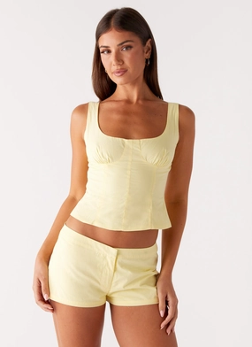 Coastline Mini Shorts - Yellow Elastic Cuff OdorResistantTreatment