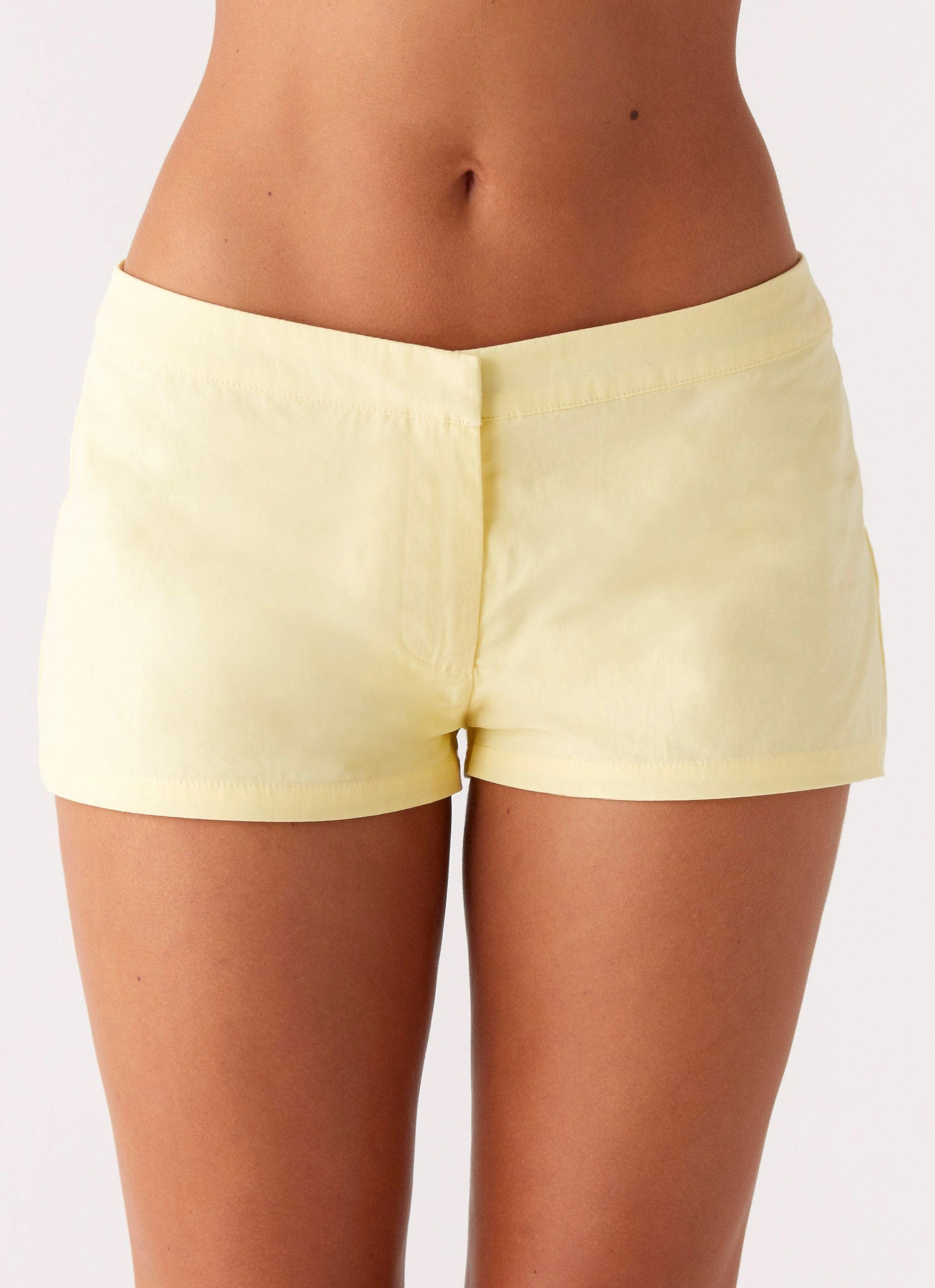 Coastline Mini Shorts - Yellow Comfy Essentials Wear Elastic Free Cuffs