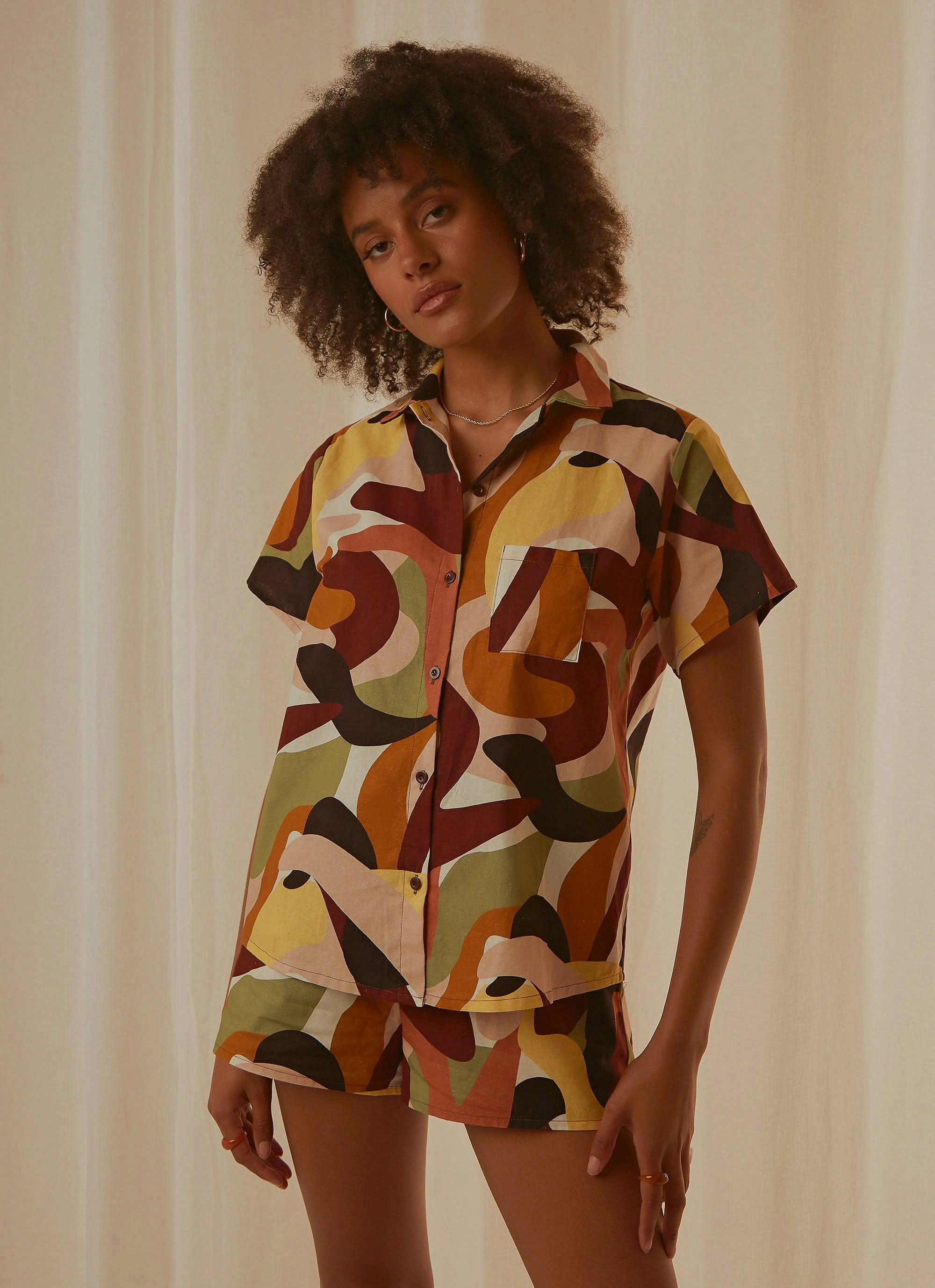 NonPill Surface Treatment VersatileNeckline Paloma Shirt - Tropicola
