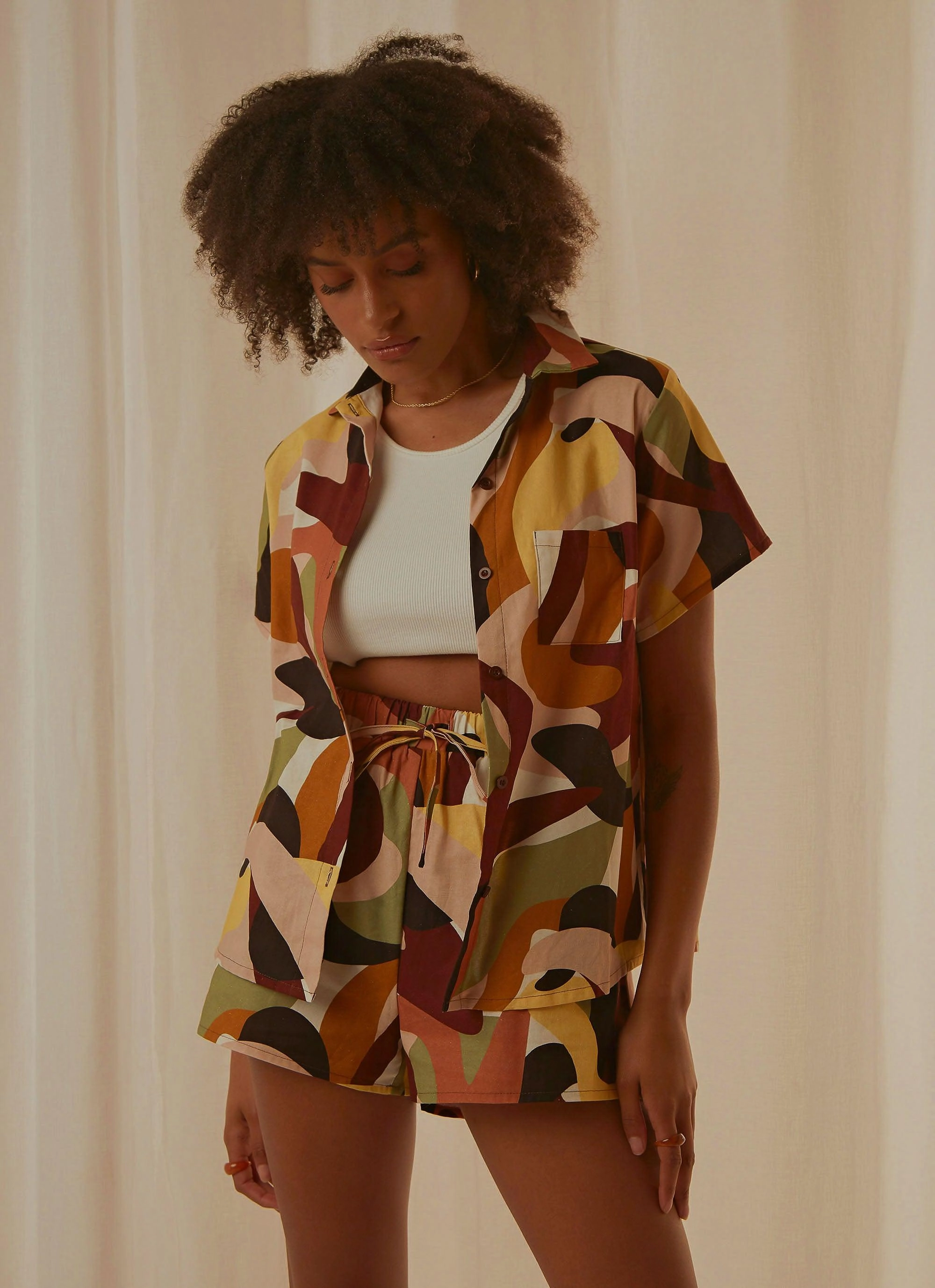 Paloma Shirt - Tropicola Layered Placket Design