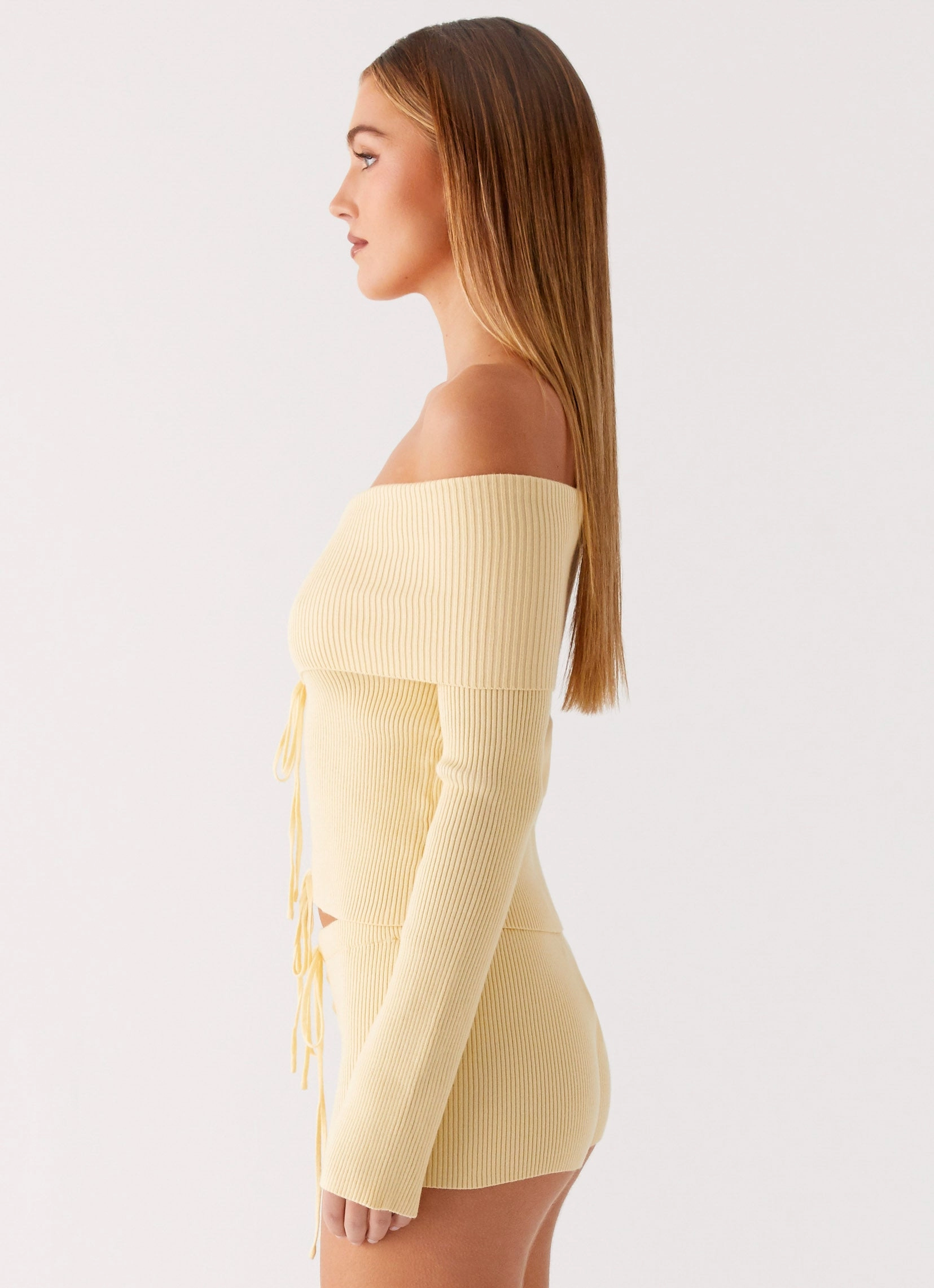 Buttery Soft Feel NonIrritatingEdges Muted Muse Knit Long Sleeve Top - Yellow