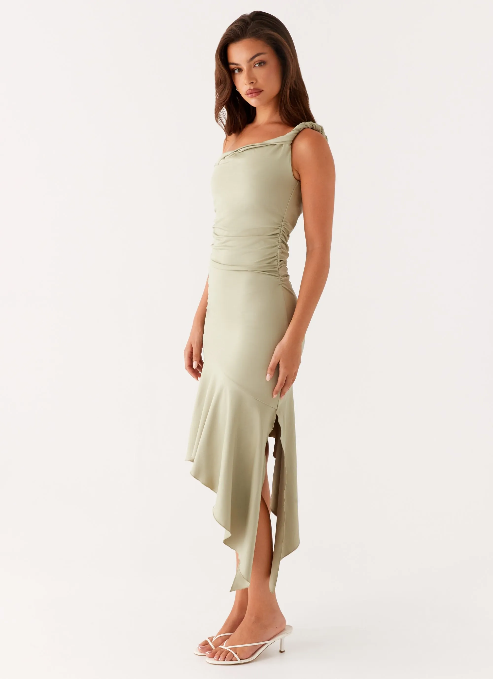 Silky Silhouette Huntah Midi Dress - Sage