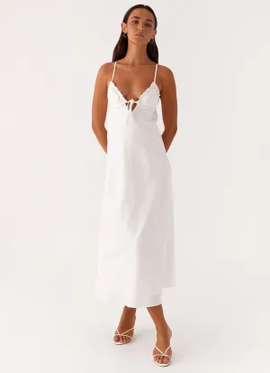 Transitional Style Take Note Midi Dress - White