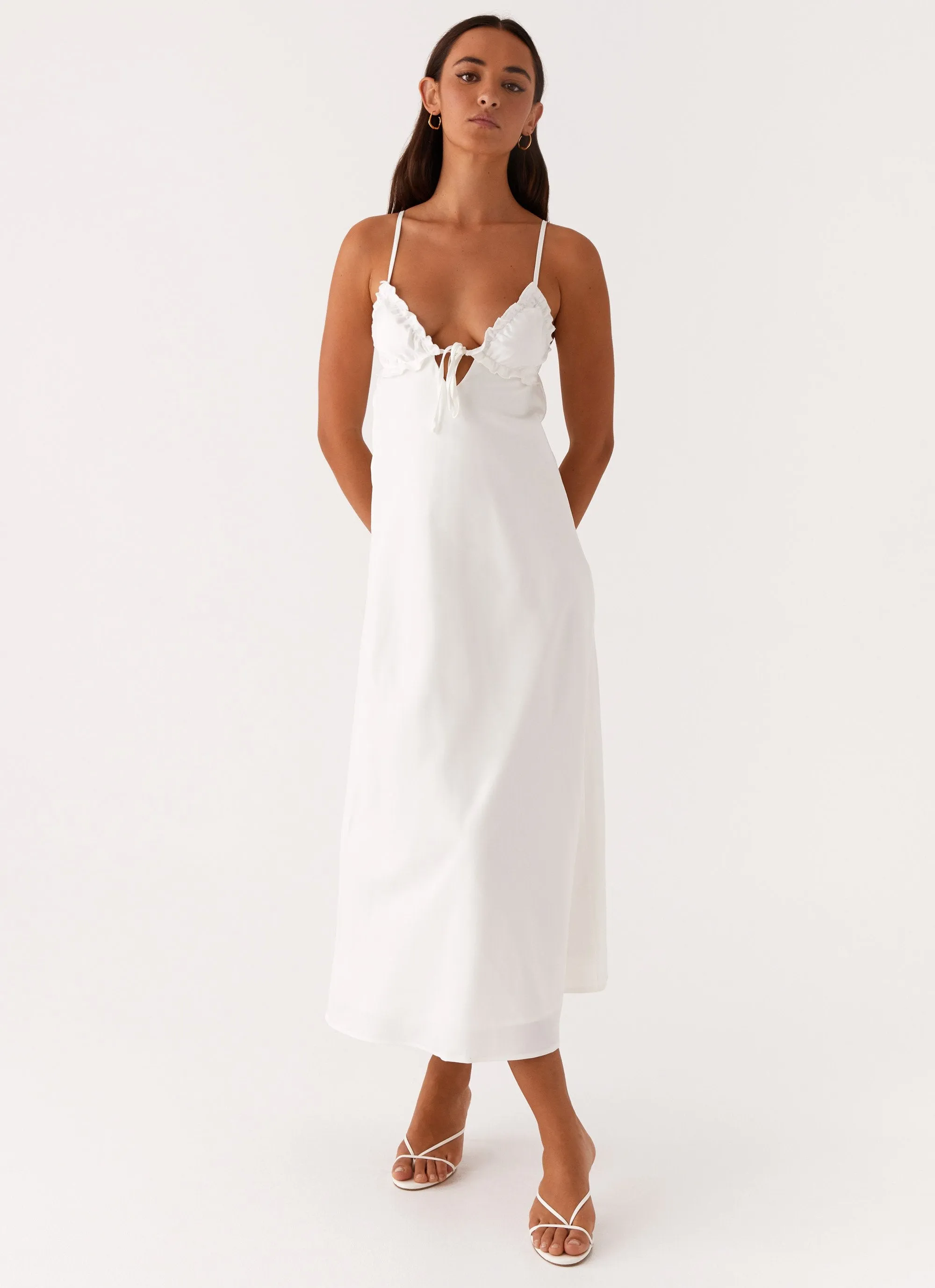 Transitional Style Take Note Midi Dress - White