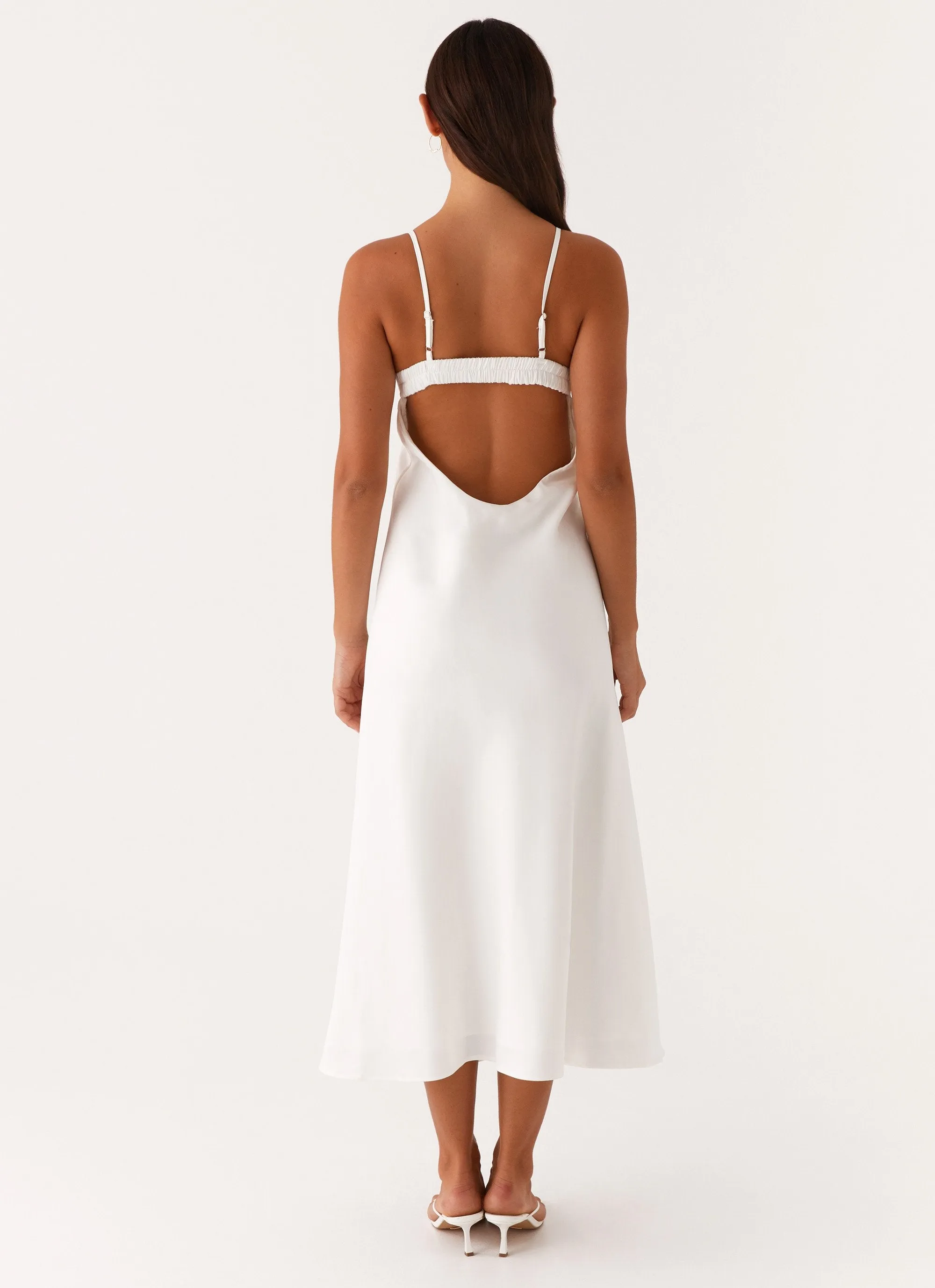 Stylish and Simple Sleeve Light Take Note Midi Dress - White