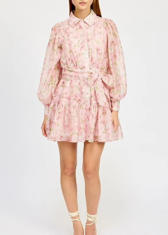 En Saison Josette Long Sleeve Mini Dress Music-Concert Gentle Drape
