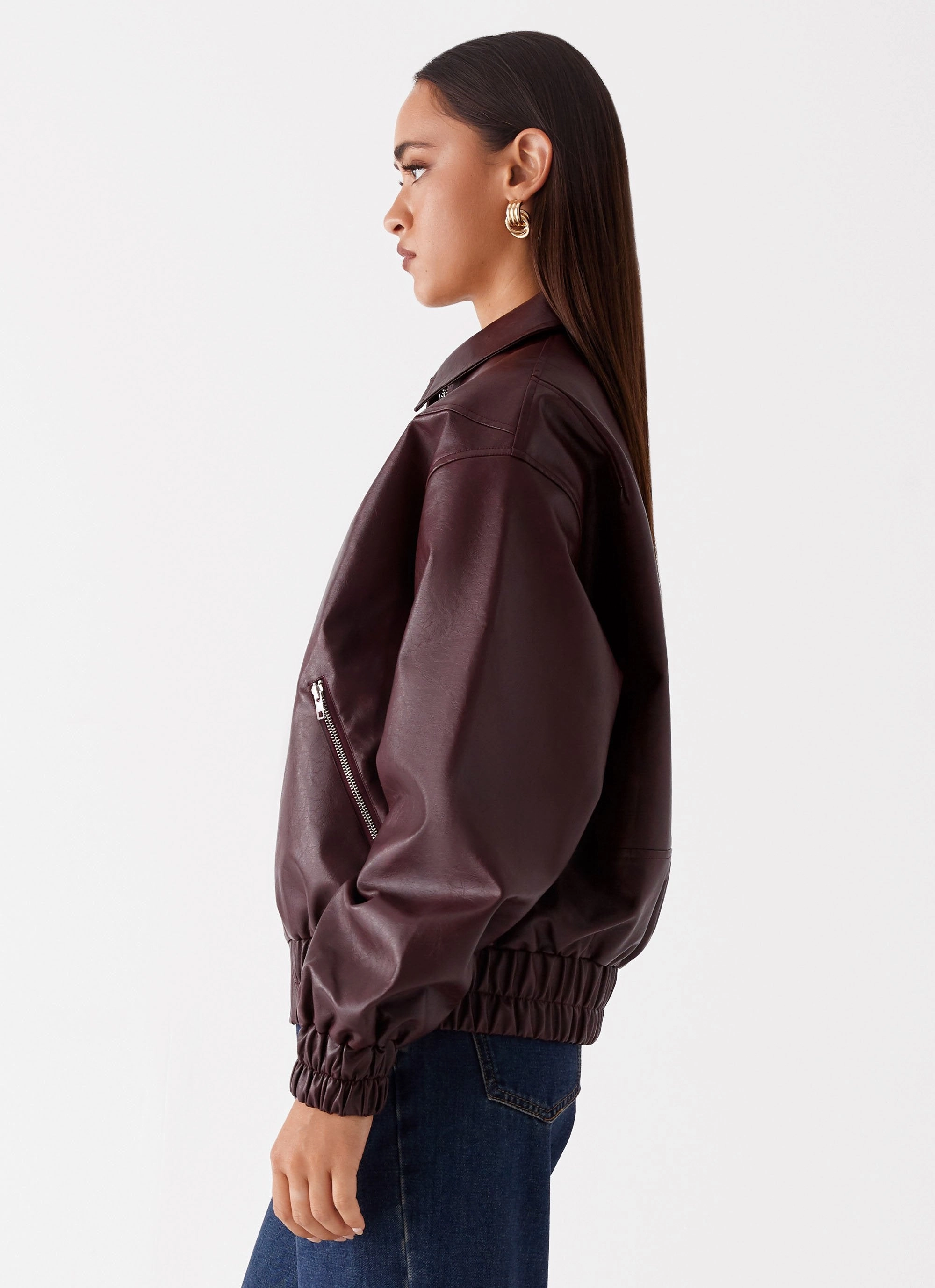 Classic Fit Holland Bomber Jacket - Wine