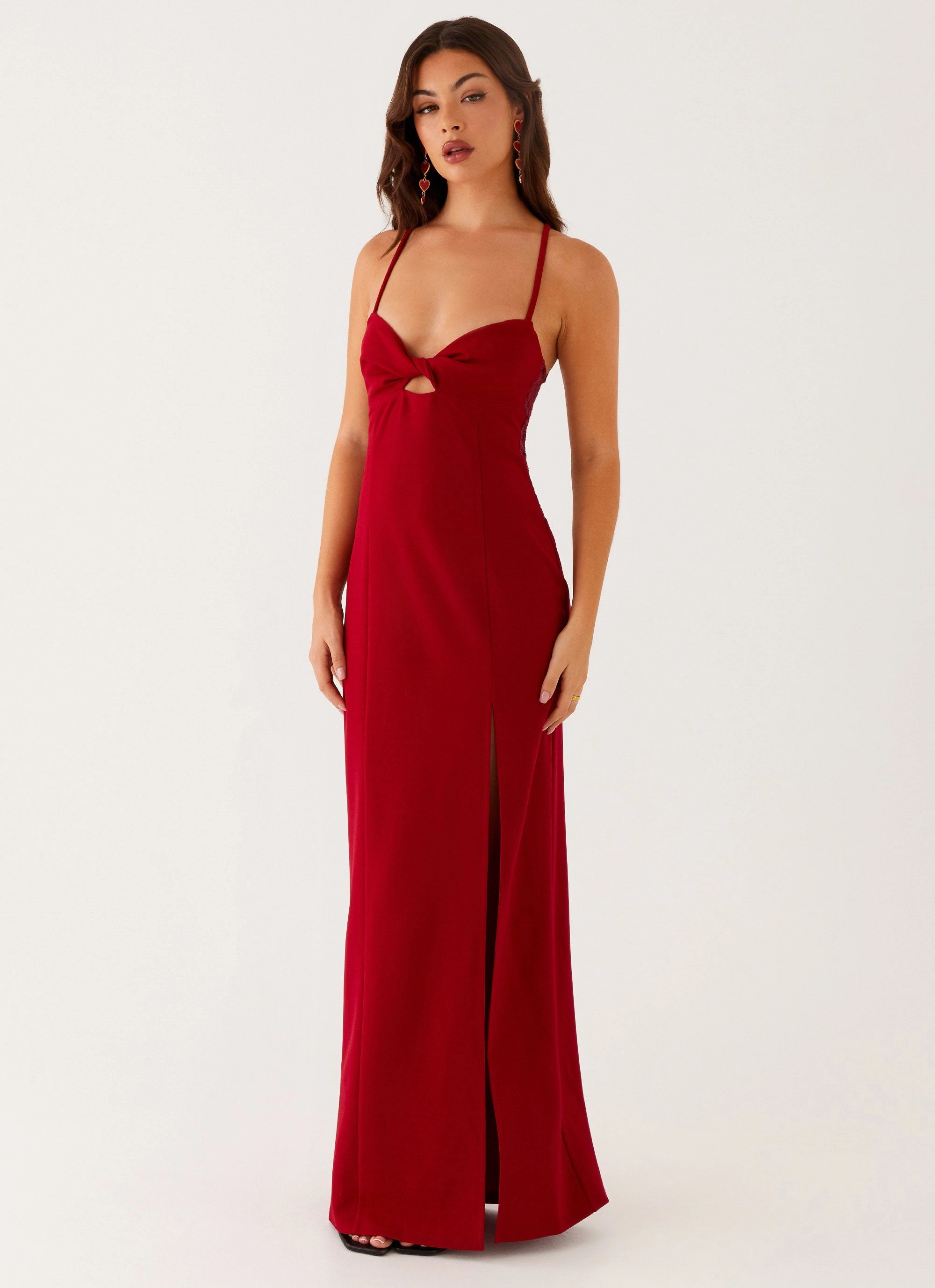 Pocket-Detail Heartbreaker Maxi Dress - Deep Red