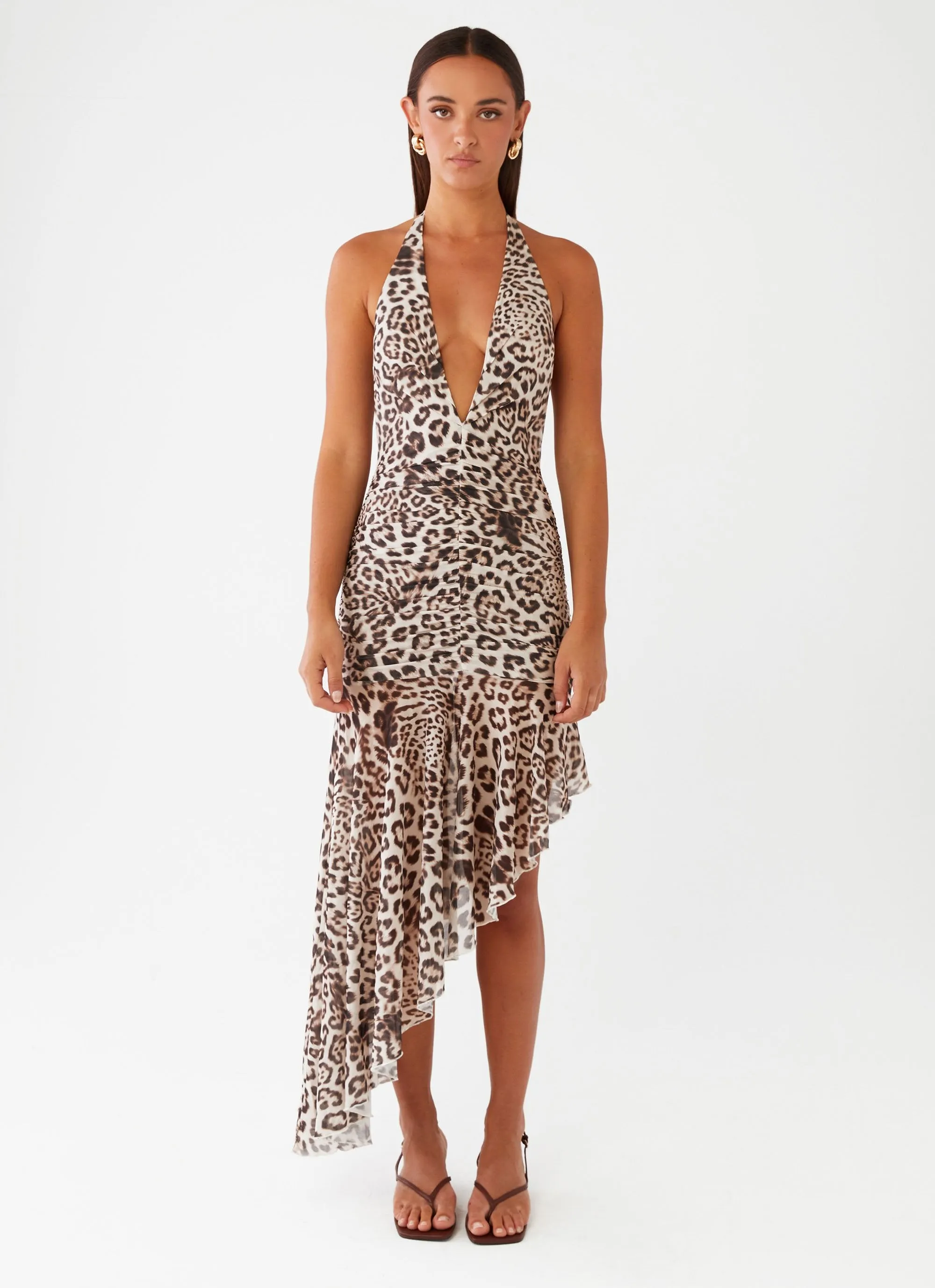 Take Time Midi Dress - Leopard Cool Motion Fold-Over-Detail