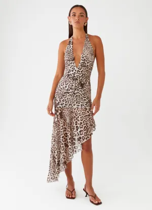 Gentle Texture Take Time Midi Dress - Leopard