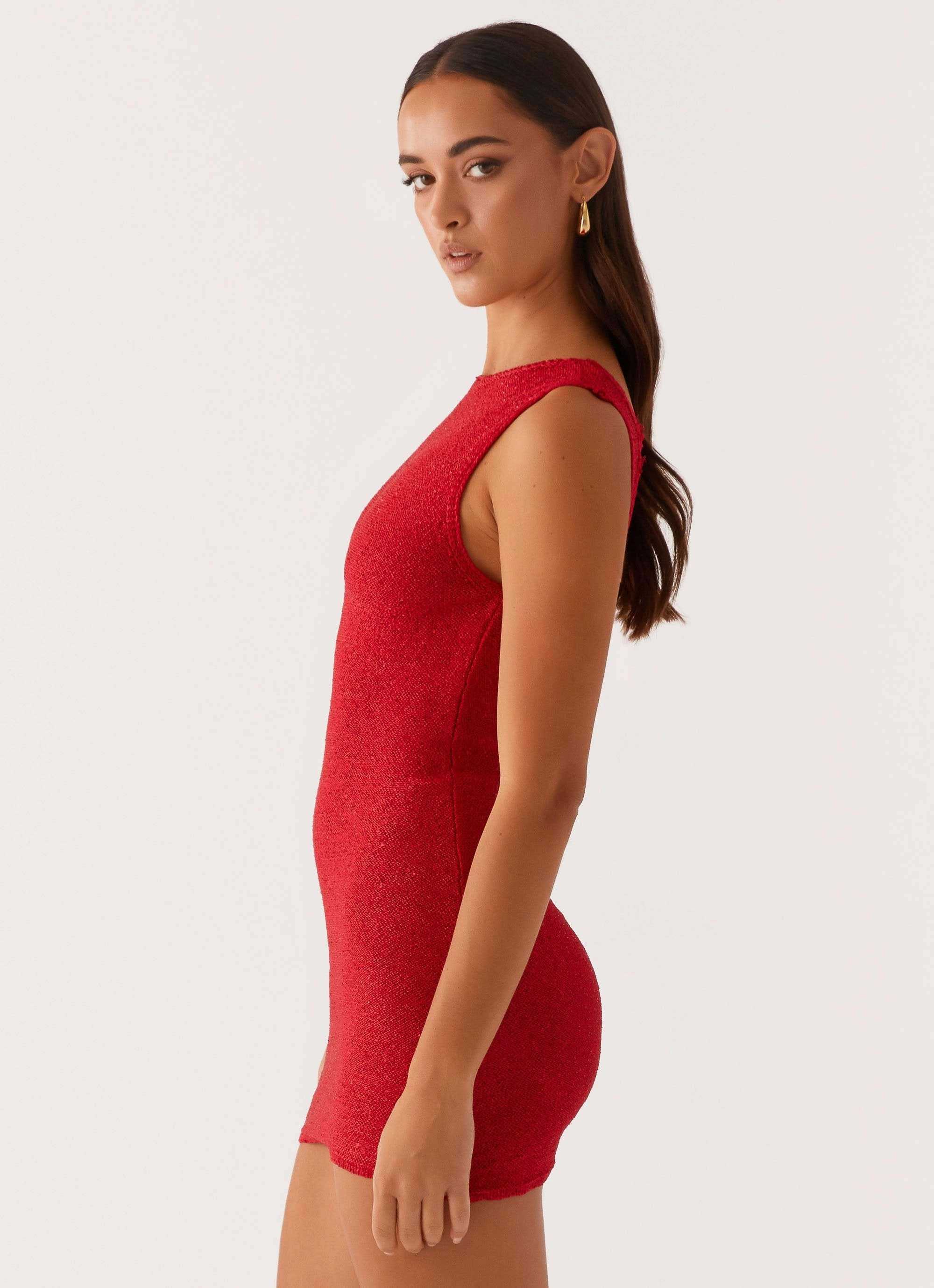 Feminine Style Soft fabric piece Take Five Summer Knit Mini Dress - Red