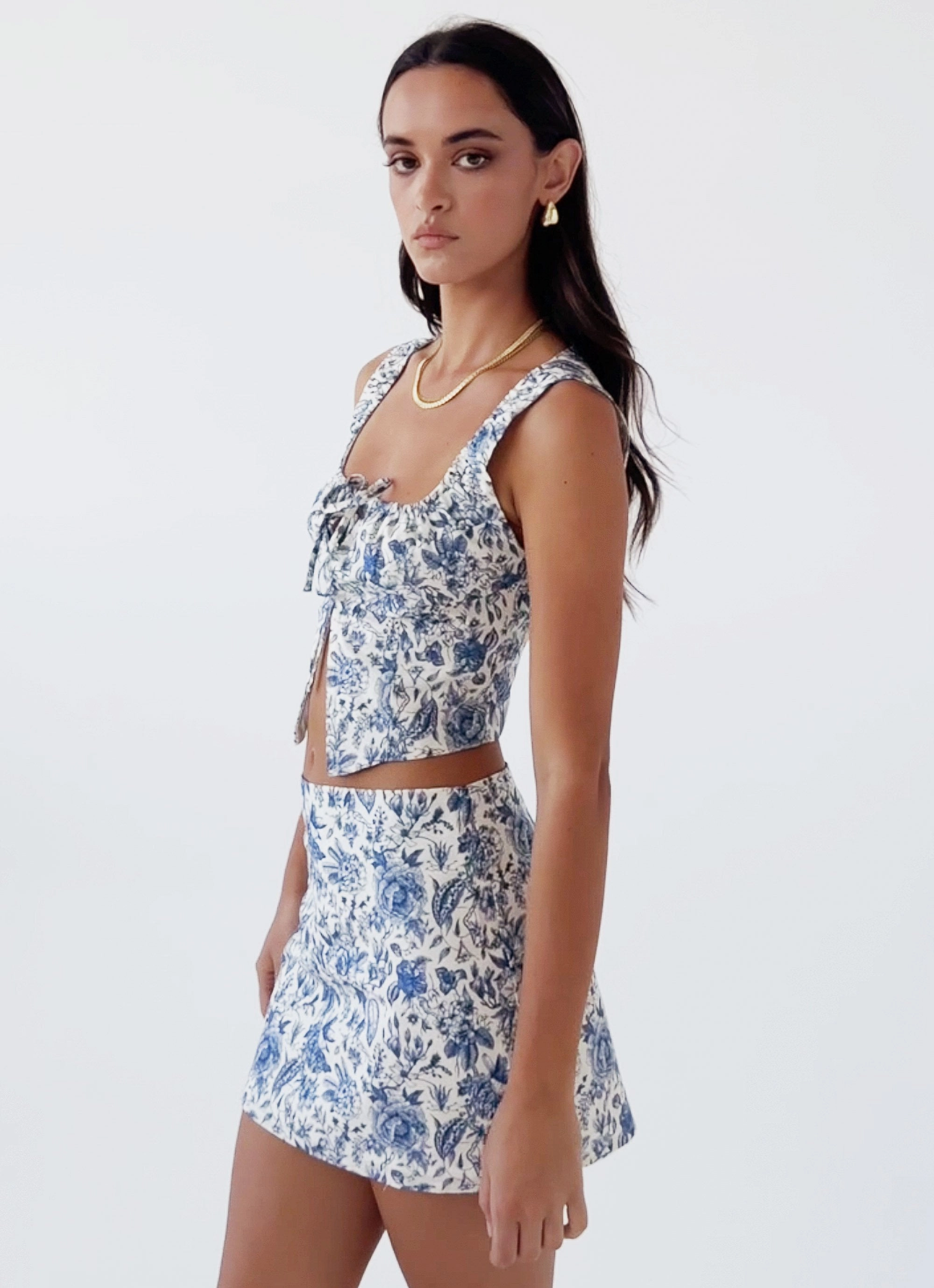 Take Me Away Mini Skirt - Blue Paisley Stretchable Waist Ultra Soft