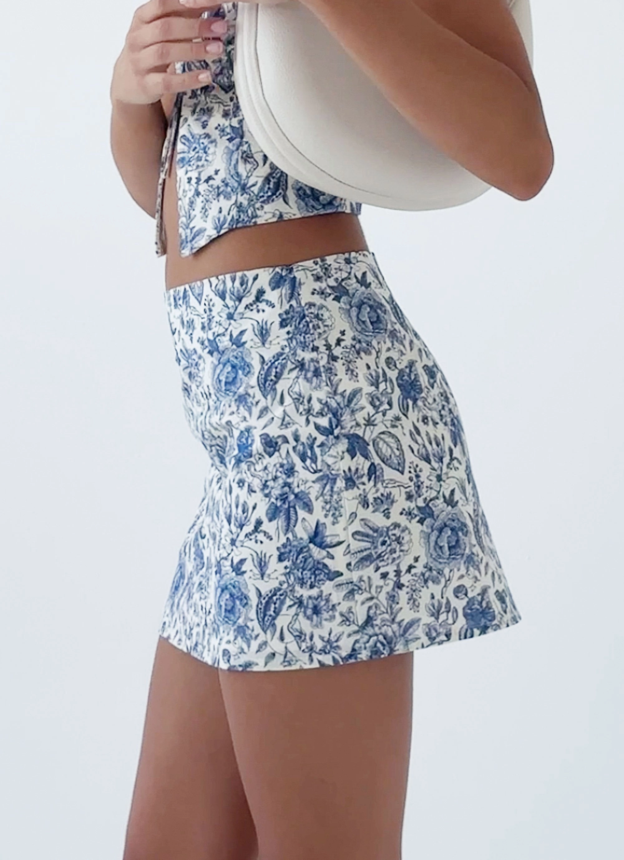 Functional Ease Take Me Away Mini Skirt - Blue Paisley