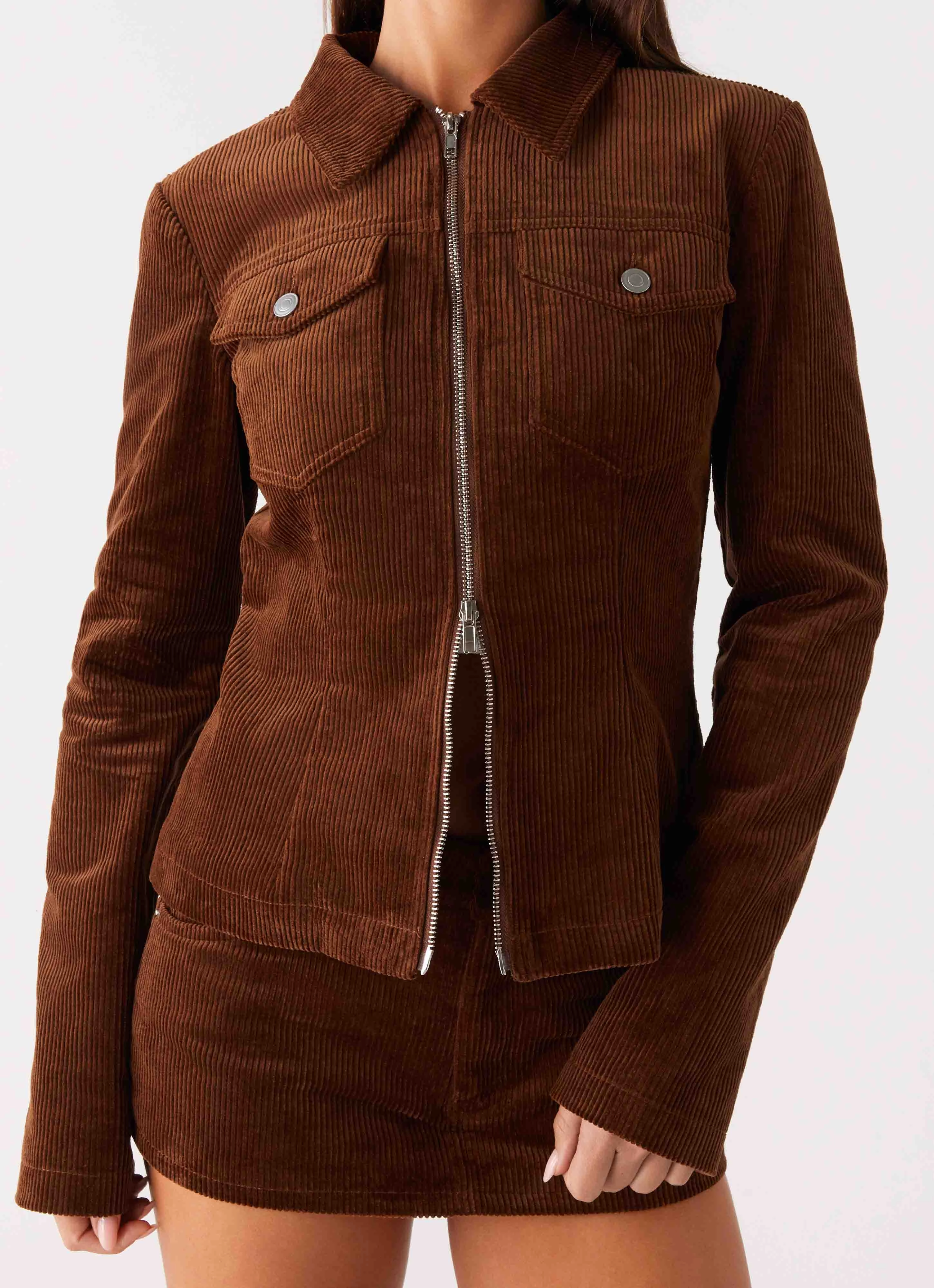Shock Absorbent Padding Waterproof Shell Taliyah Cord Jacket - Walnut