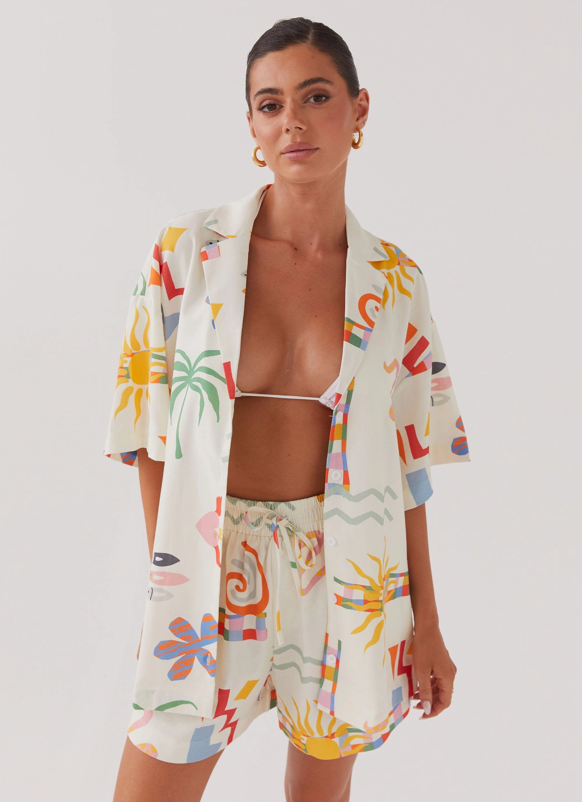 Tallulah Linen Oversized Shirt - Summer Palm Odor control