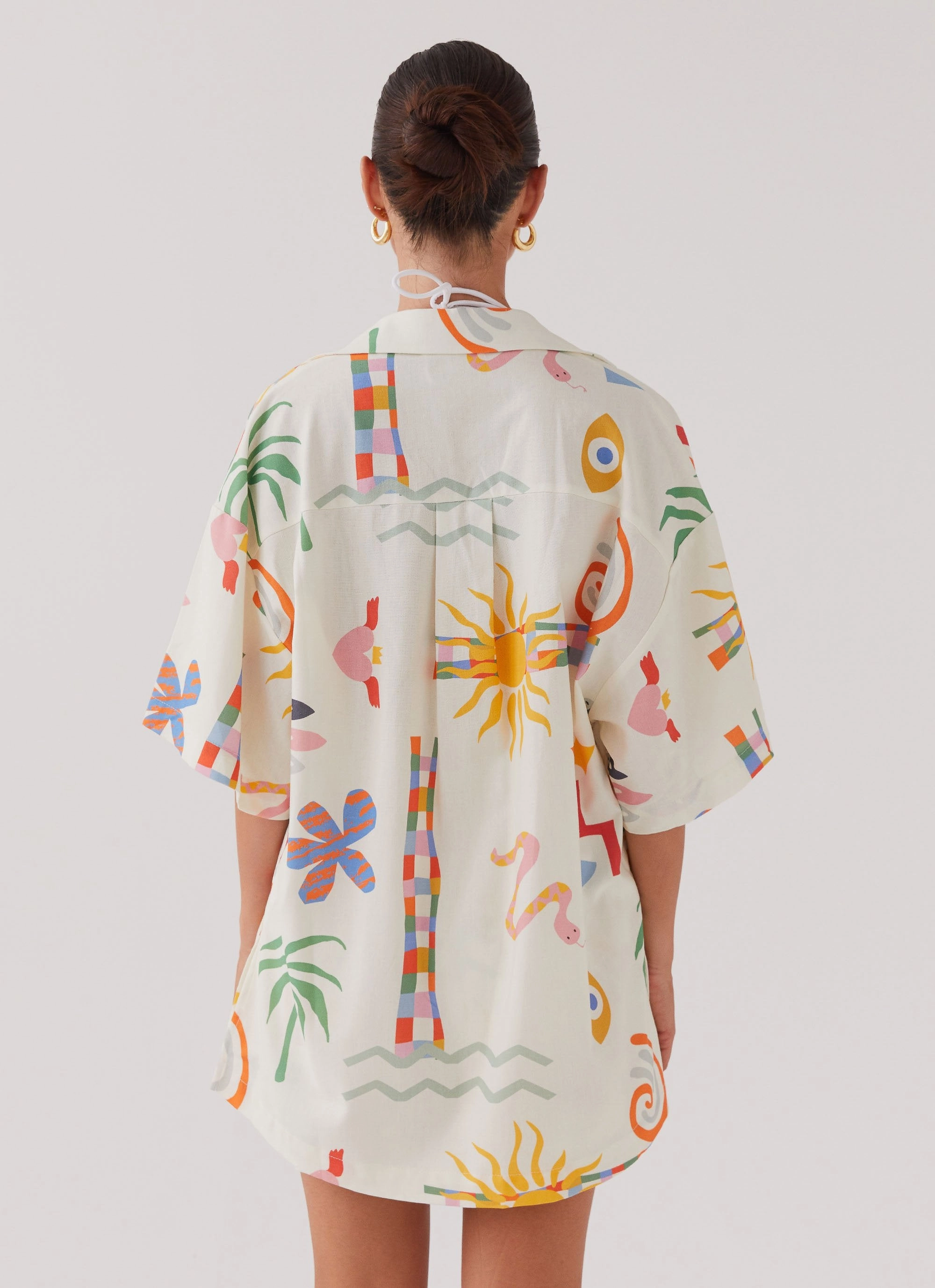 Tallulah Linen Oversized Shirt - Summer Palm All Day Layering