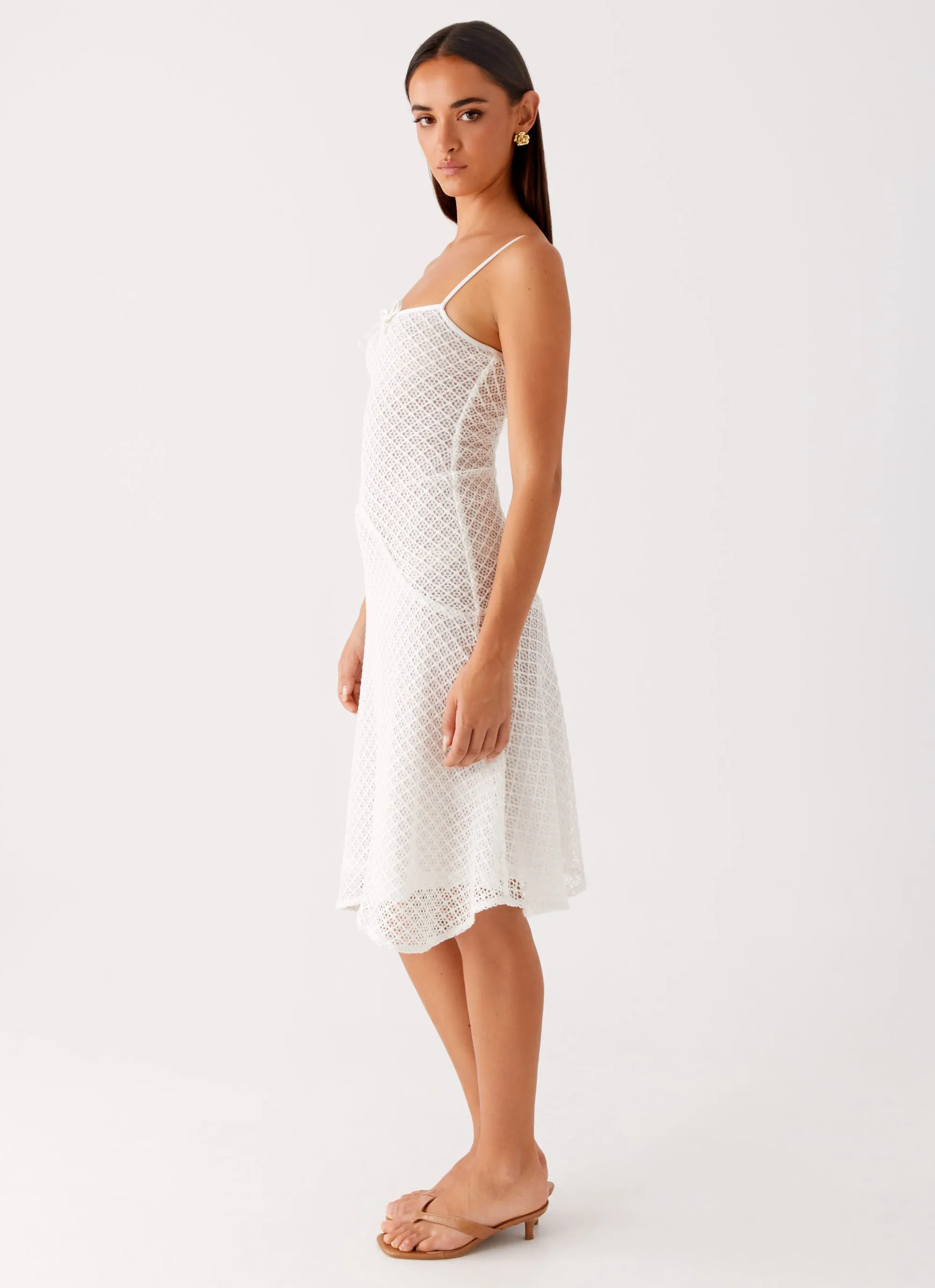 Tamar Midi Dress - White Loose Flow