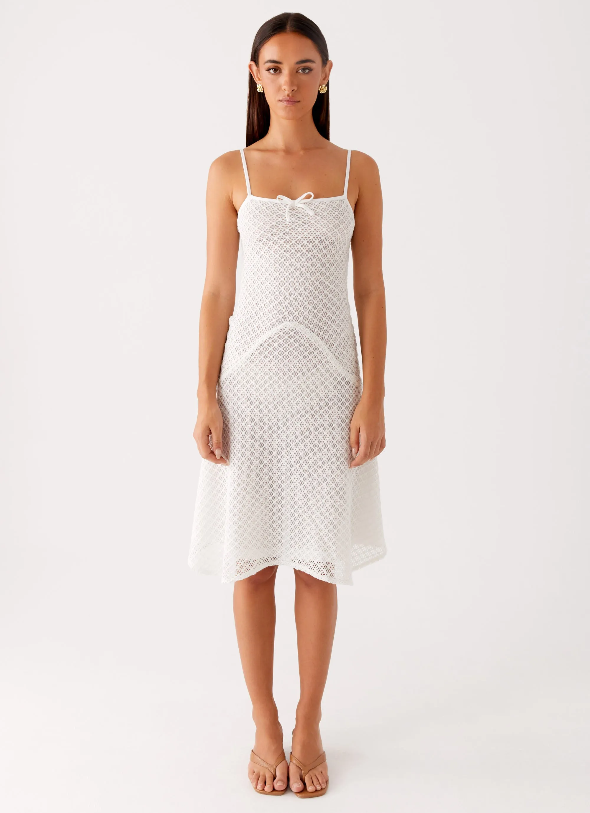Tamar Midi Dress - White WrinkleResistantFinish Daily Chic
