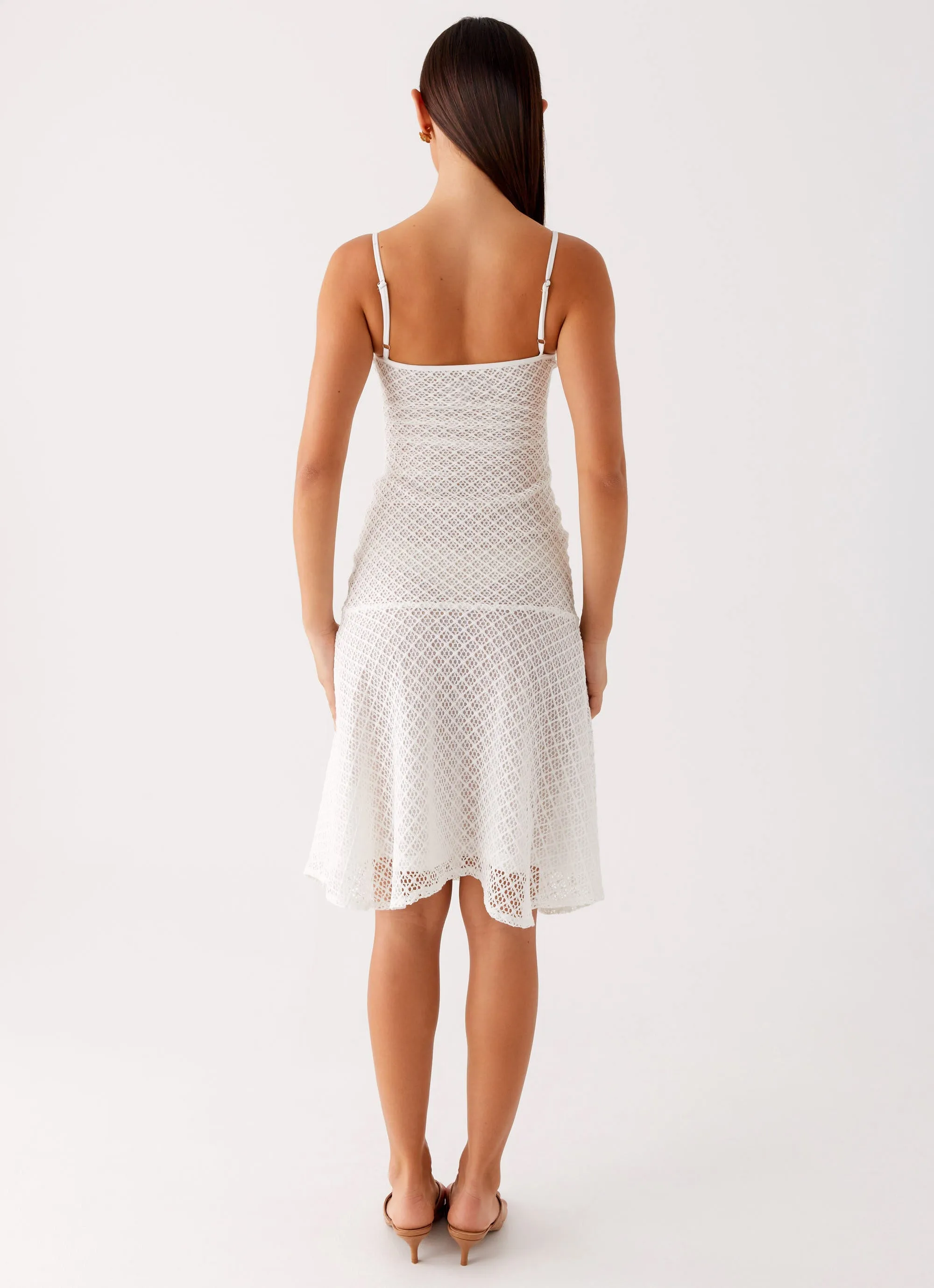 Tamar Midi Dress - White Halter neck