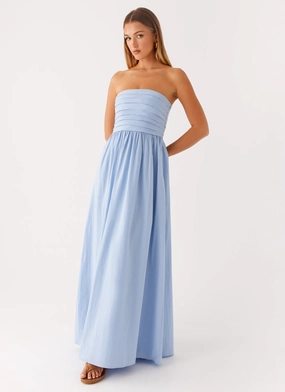 Eco-friendly Sleek Draping Tamia Maxi Dress - Blue