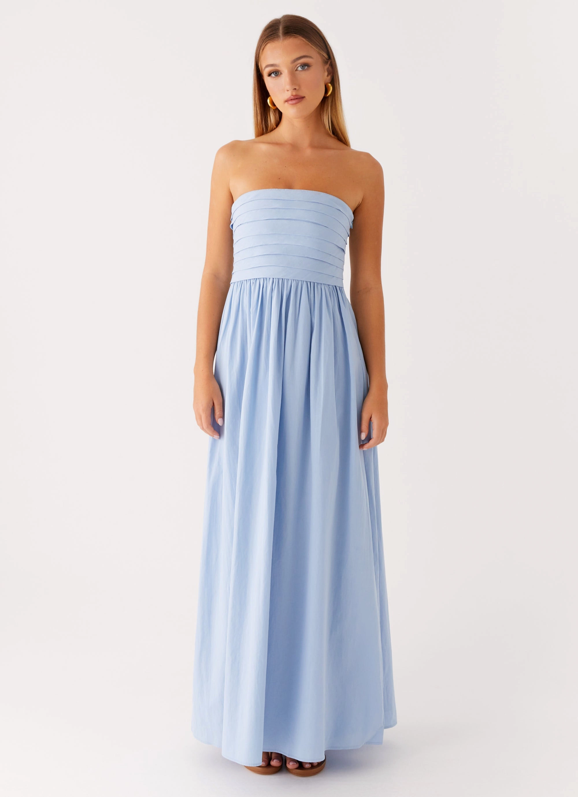 Button-front Dew Glow Tamia Maxi Dress - Blue