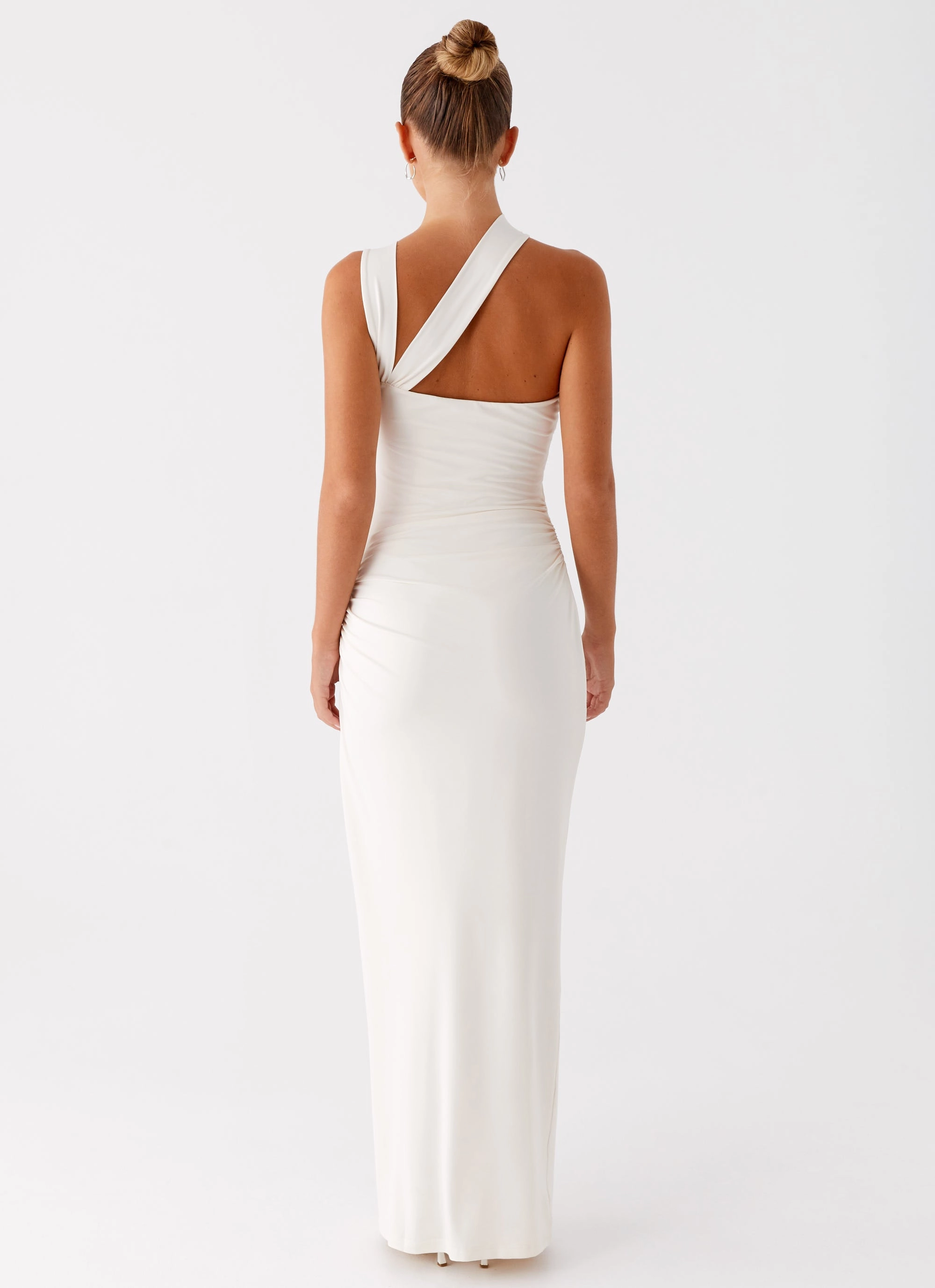 Tamira Maxi Dress - Ivory Collar Accent Soft Lines