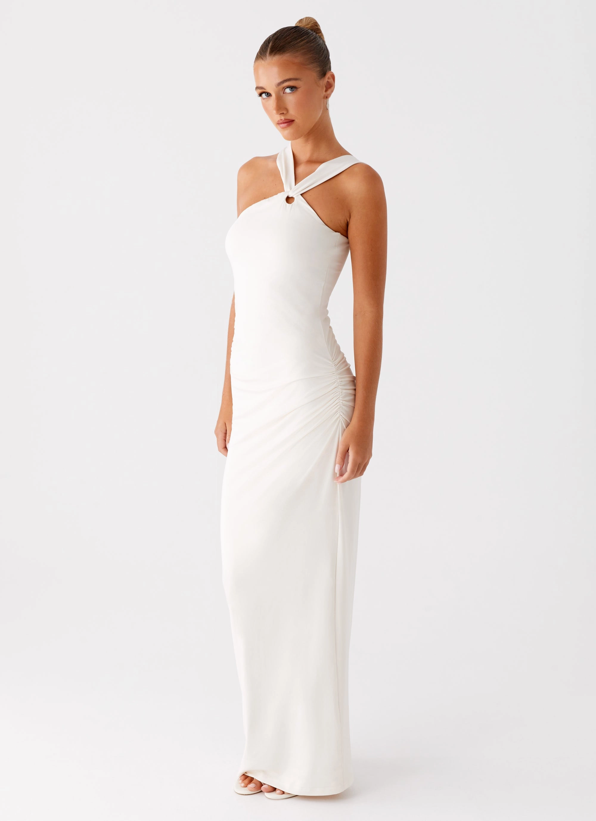 Tamira Maxi Dress - Ivory Piped-Edge