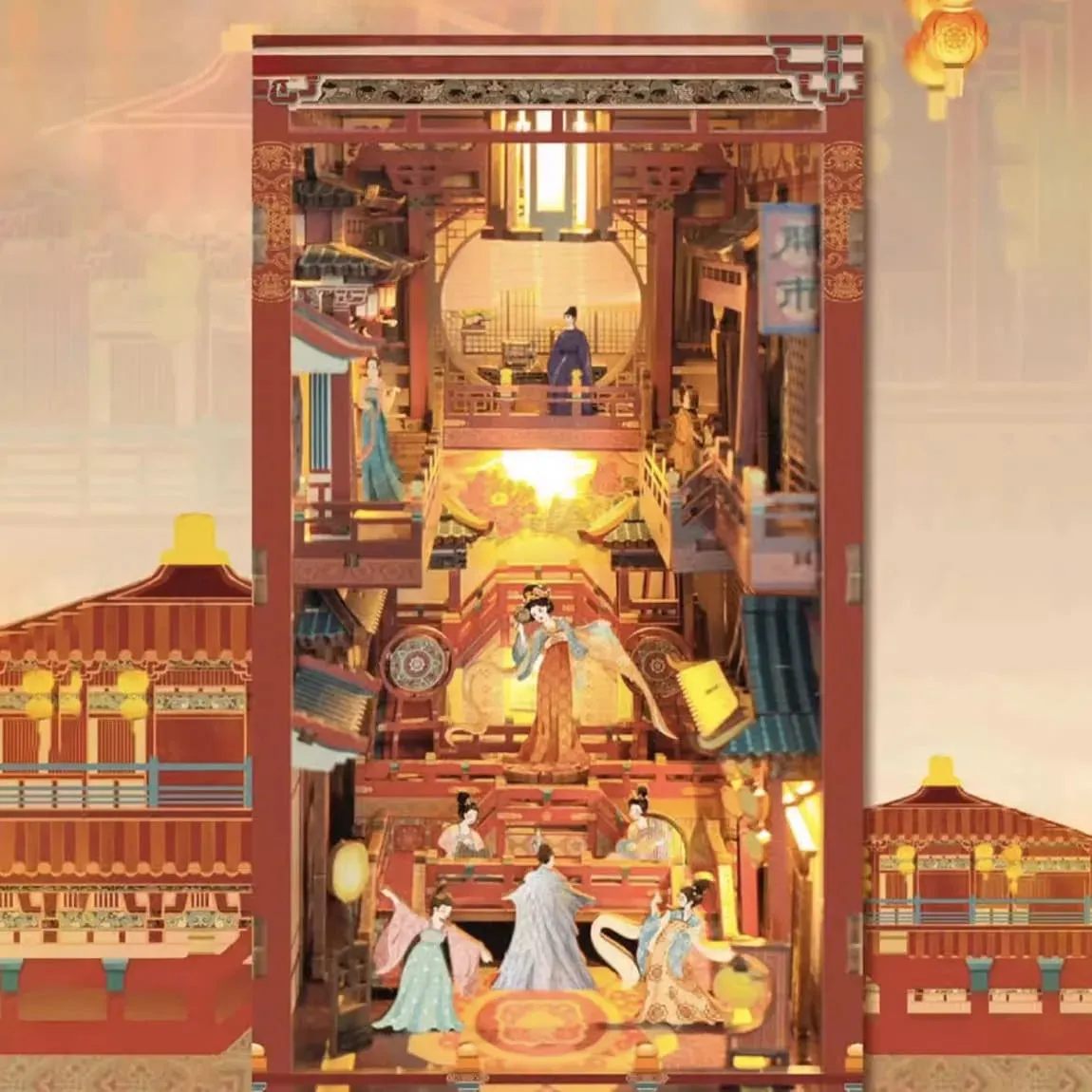 Tang Palace Night Banquet: Oriental 3D Puzzle Wooden LED Book Nook Kit