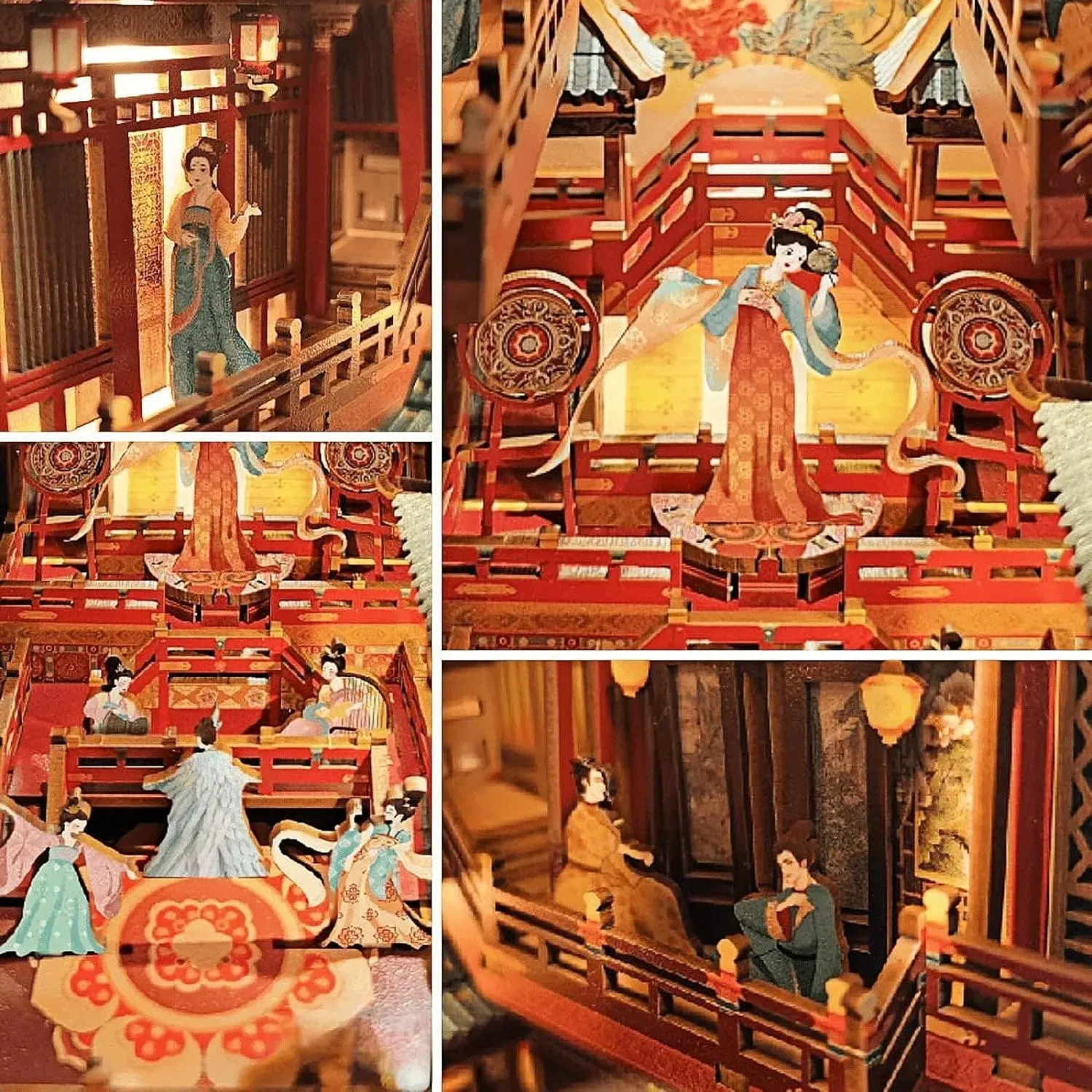 Tang Palace Night Banquet: Oriental 3D Puzzle Wooden LED Book Nook Kit