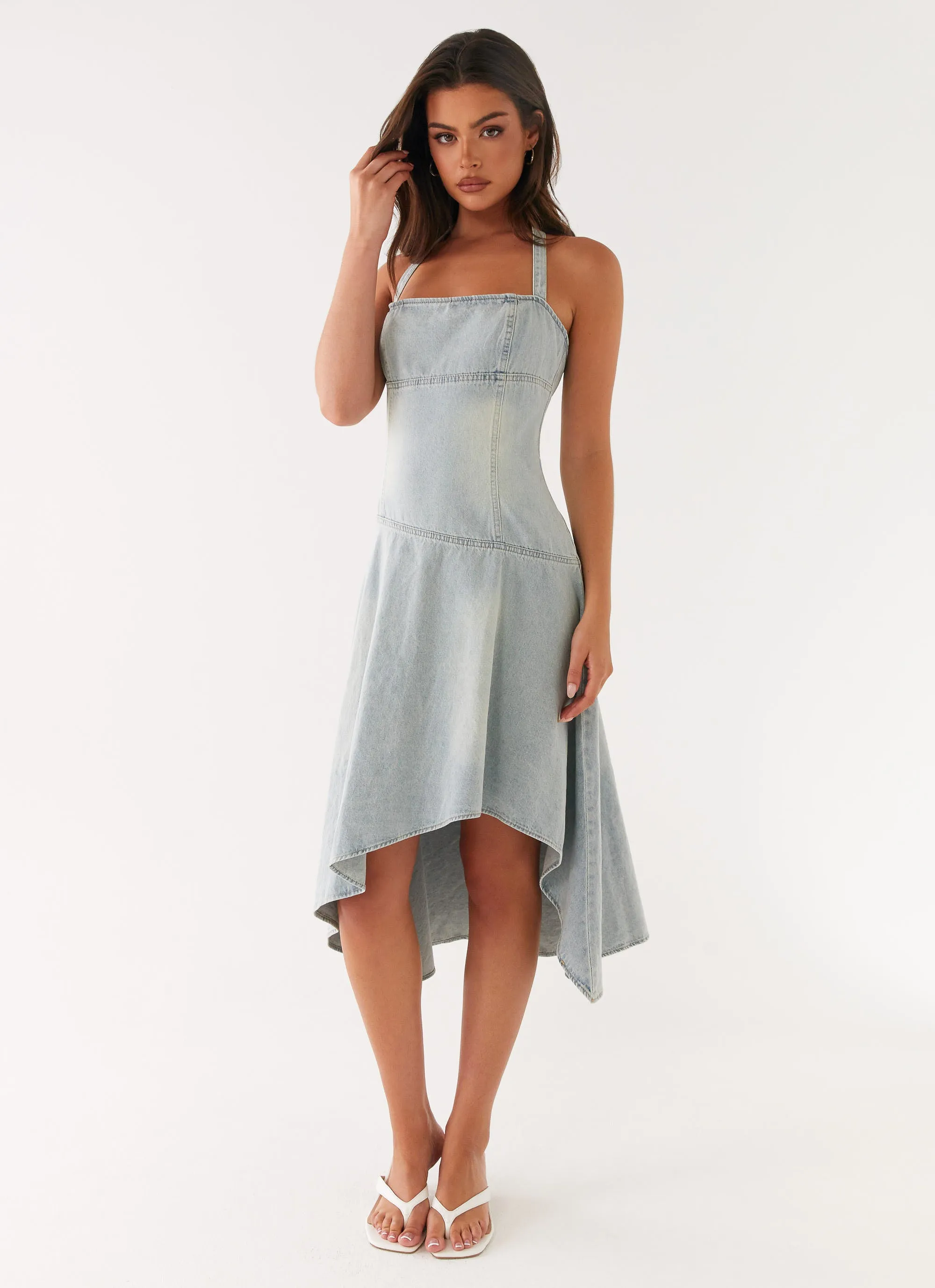 Tailored Wear Adjustable-Length Tanisha Denim Midi Dress - Washed Blue
