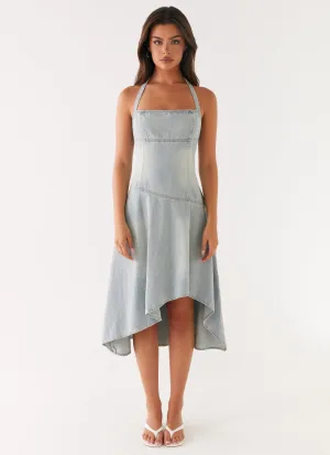 Tanisha Denim Midi Dress - Washed Blue Formed Look