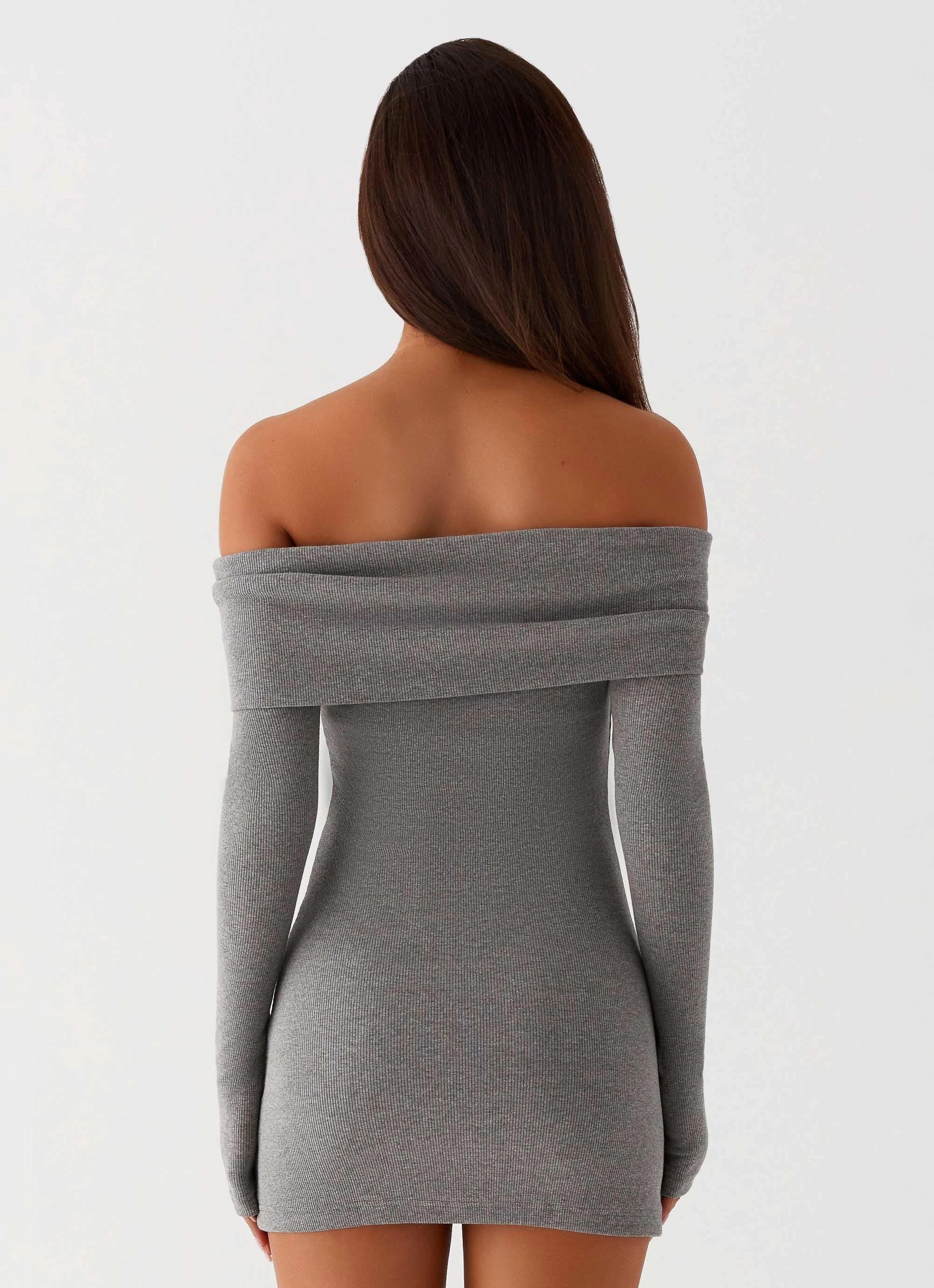 Happy Fit Flattering Comfort Wear Tanzia Knit Mini Dress - Charcoal