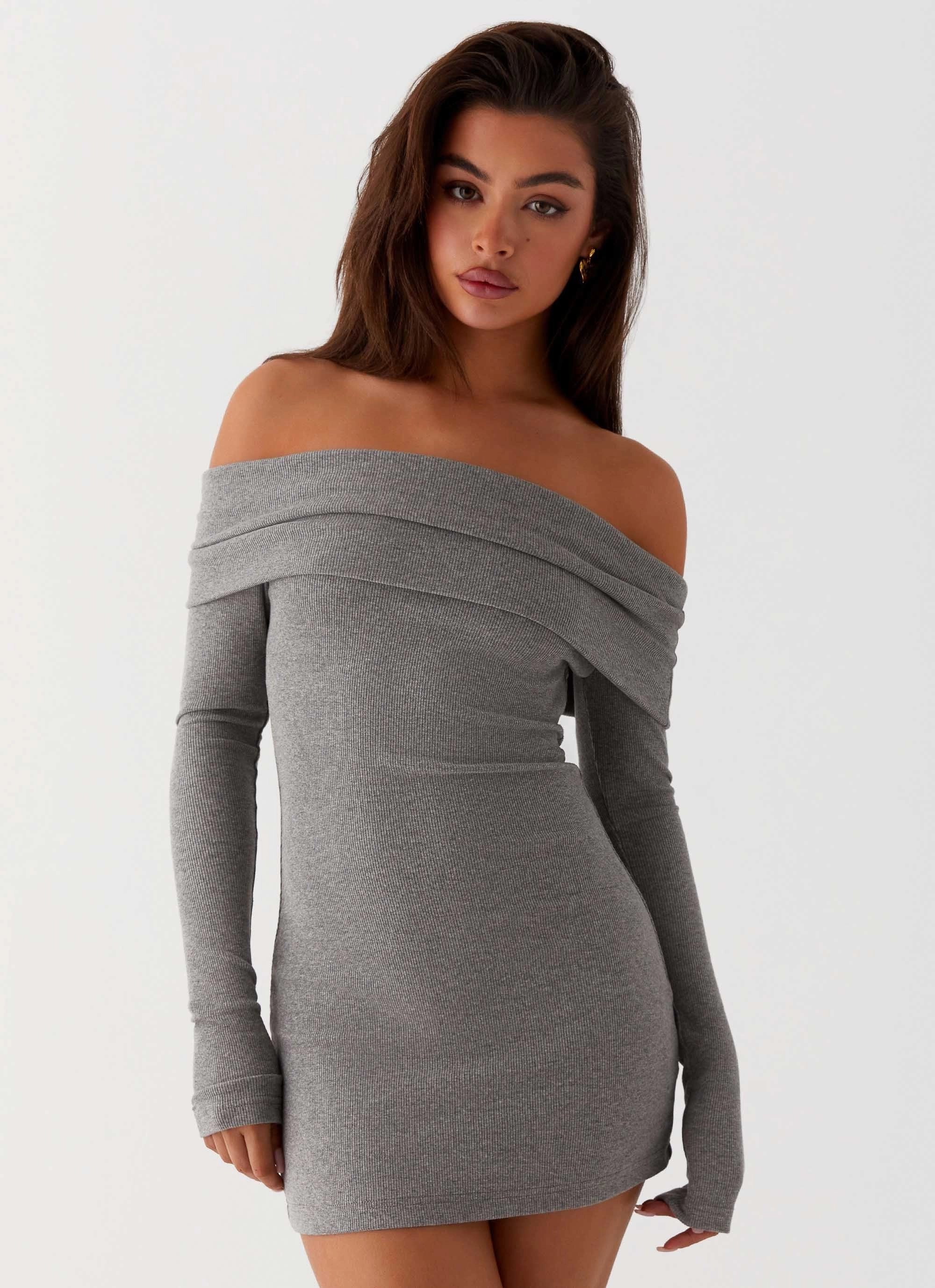 Day Chic Tanzia Knit Mini Dress - Charcoal