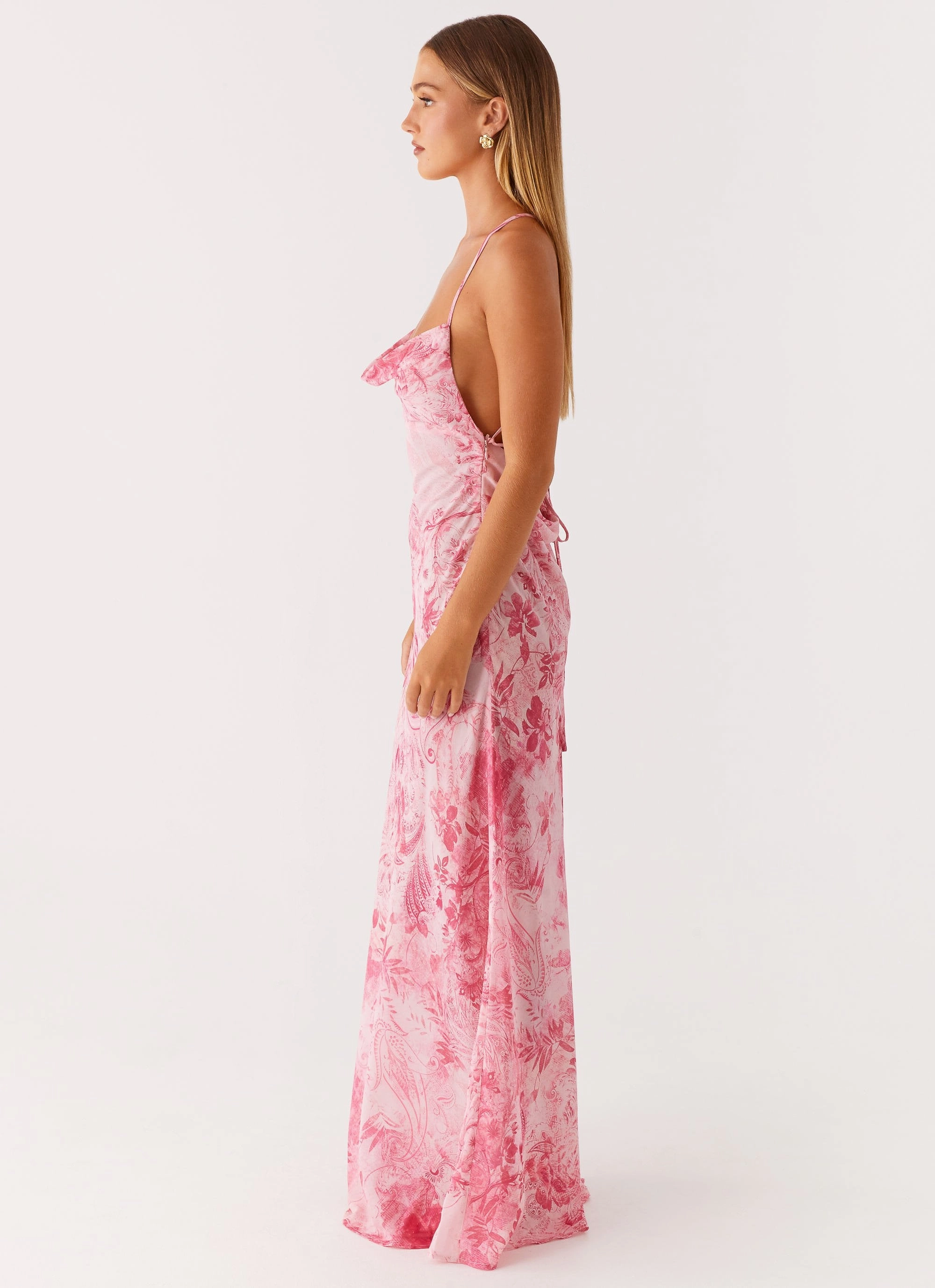 Effortless Mood Stylish Appearance Tara Maxi Dress - Pink Print
