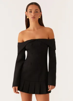 Tarlisha Off Shoulder Long Sleeve Mini Dress - Black All Wear