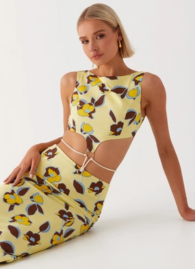 Chill Detail Flower Soft Taryn Cut Out Maxi Dress - Primrose