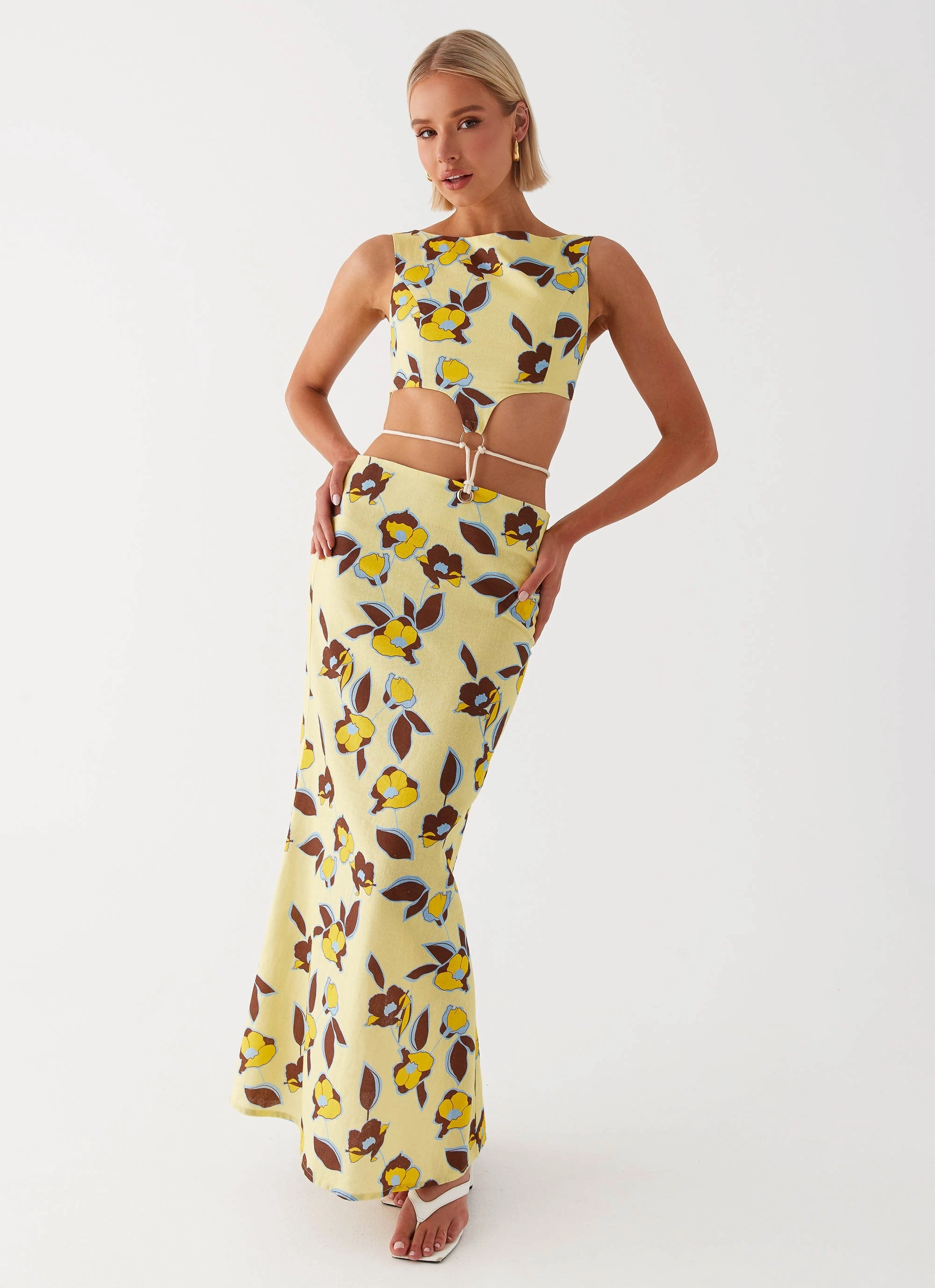 Taryn Cut Out Maxi Dress - Primrose Hidden-Pocket
