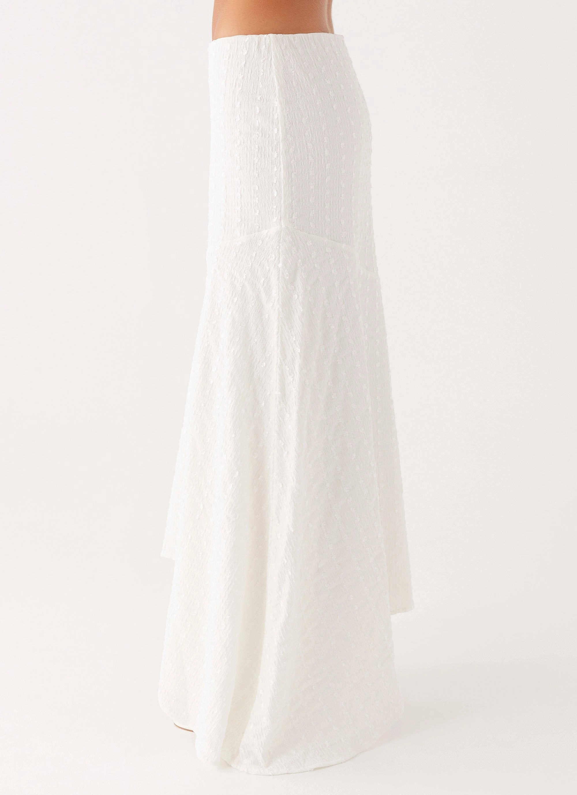 Cold Day Look Tayah Asymmetrical Maxi Skirt - White