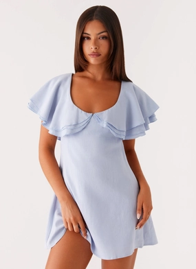 Taye Linen Mini Dress - Blue Love Glow