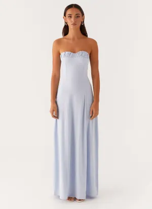 Tayla Linen Maxi Dress - Blue Elegant brunch outfit