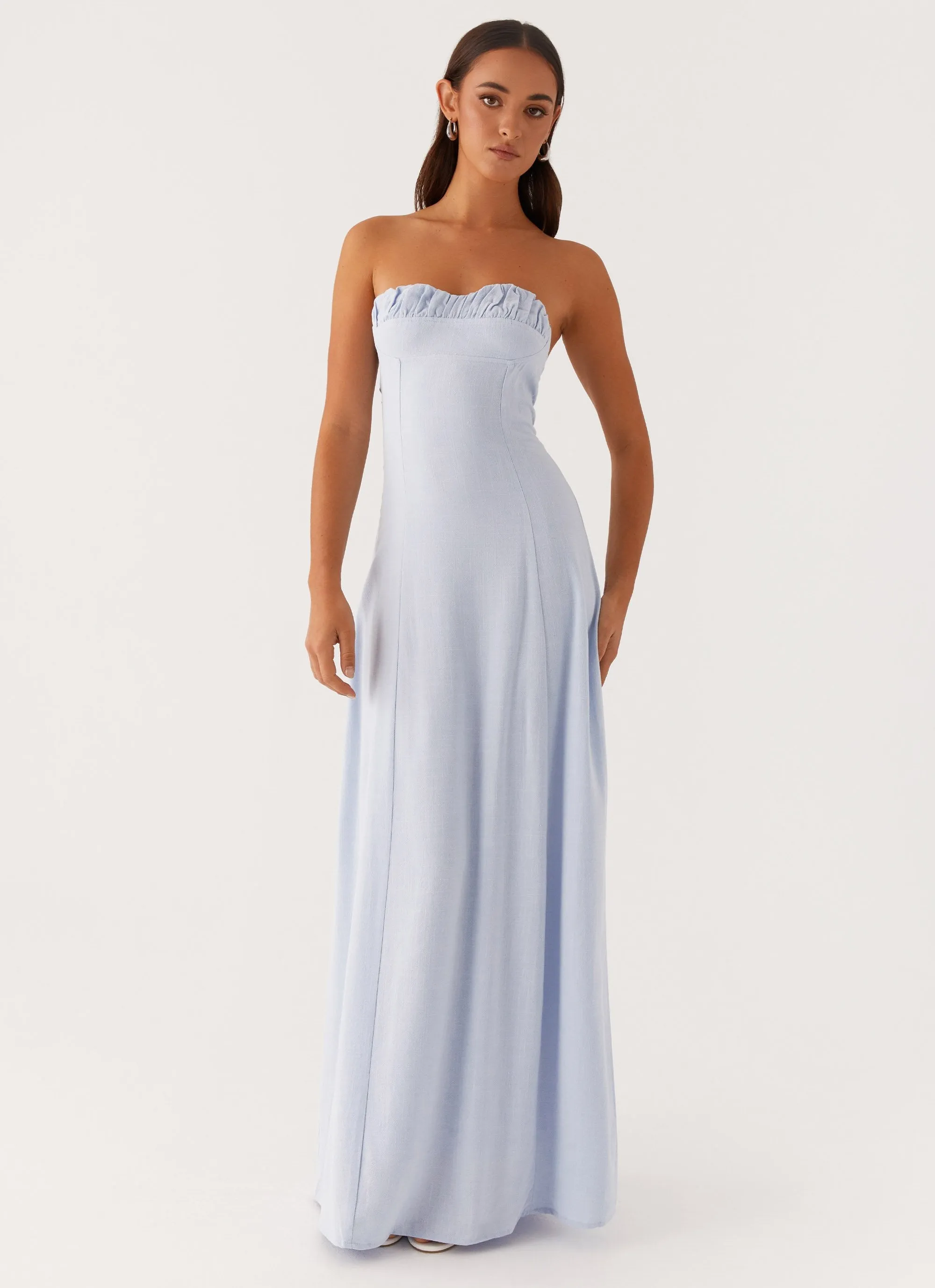 Tayla Linen Maxi Dress - Blue Clean Stitch Timeless Style