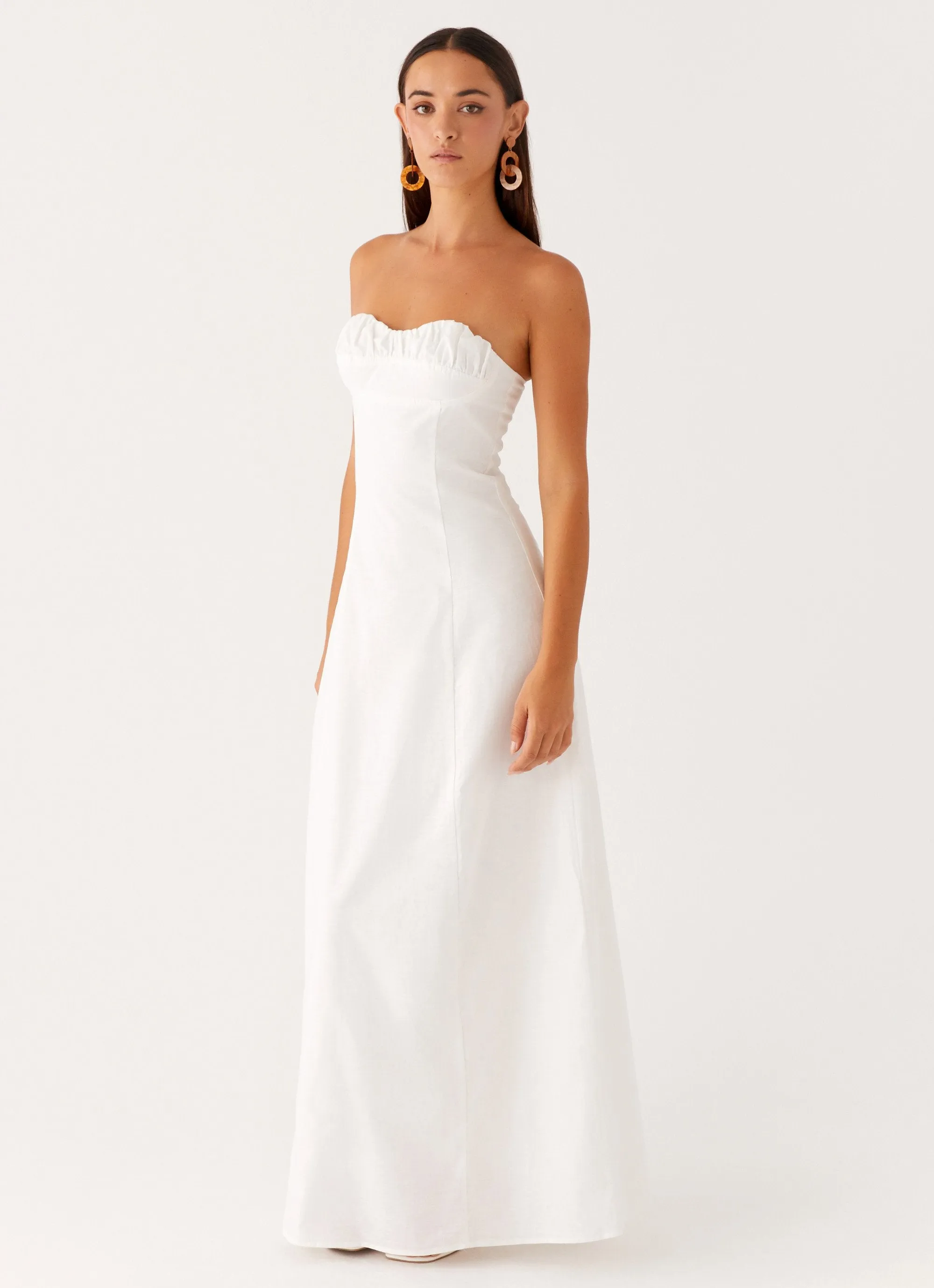 Lightweight warm-weather dress Tayla Linen Maxi Dress - White