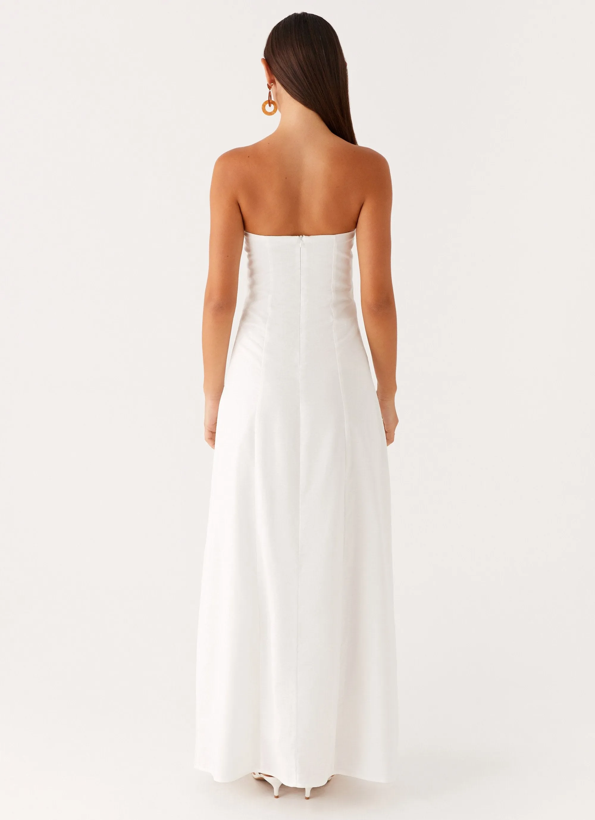 Tayla Linen Maxi Dress - White Sleek Layer